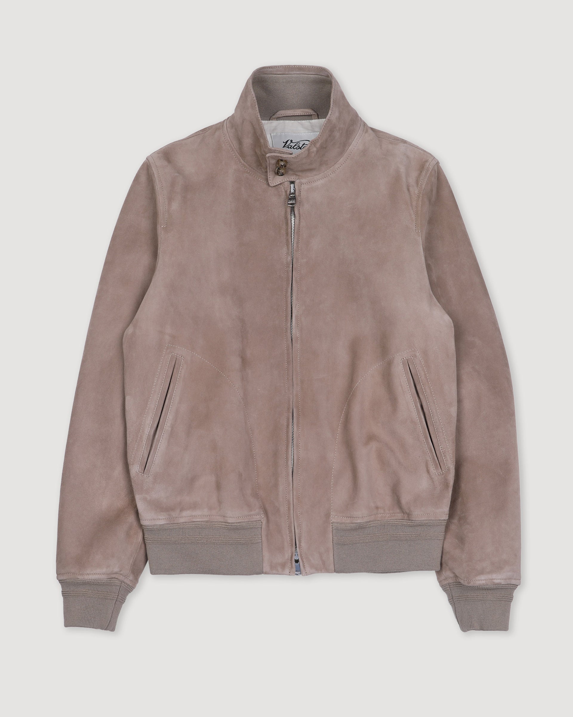 Giubbotto biker con zip in suede, foderato. Beige - Grege