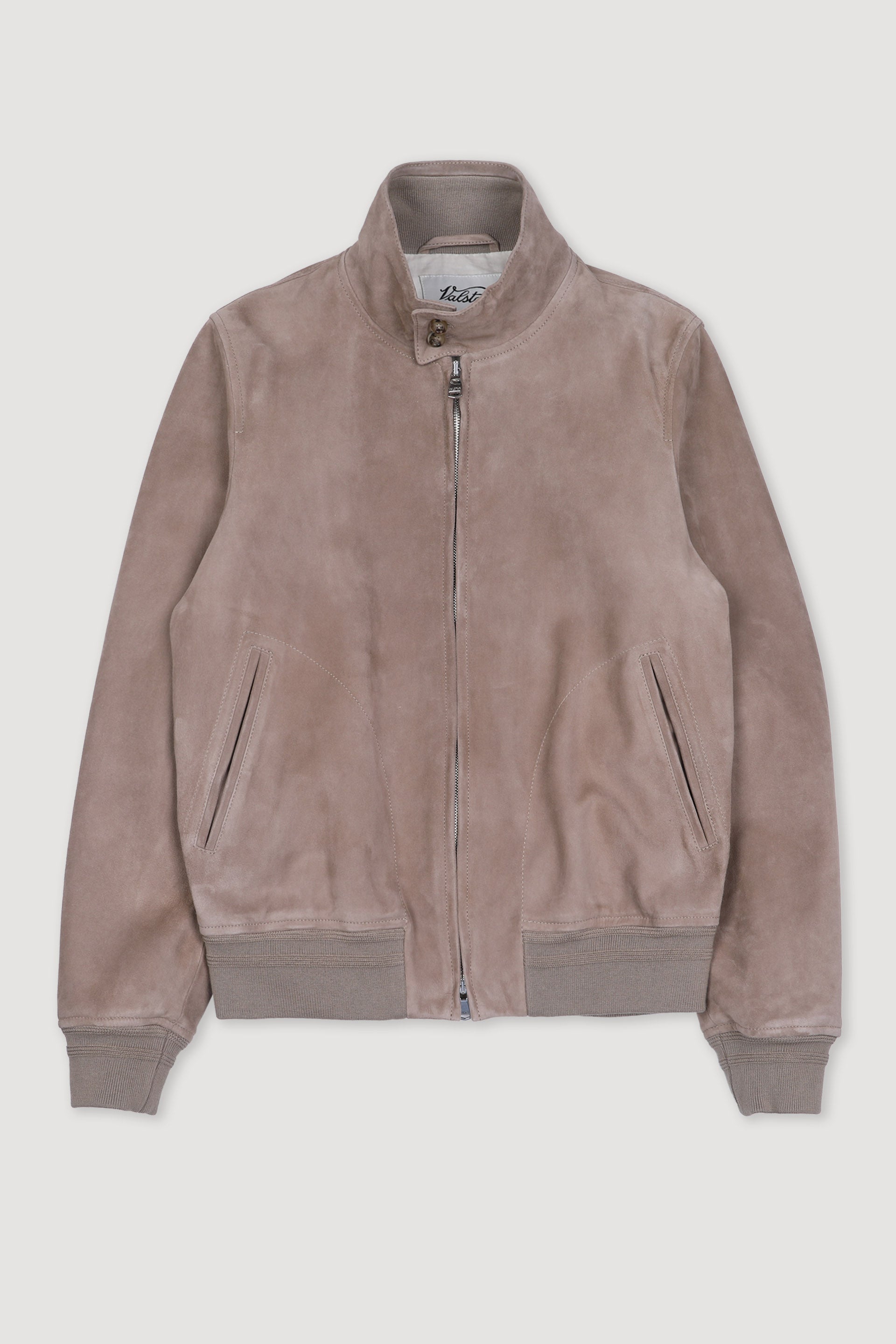 Giubbotto biker con zip in suede, foderato. Beige - Grege