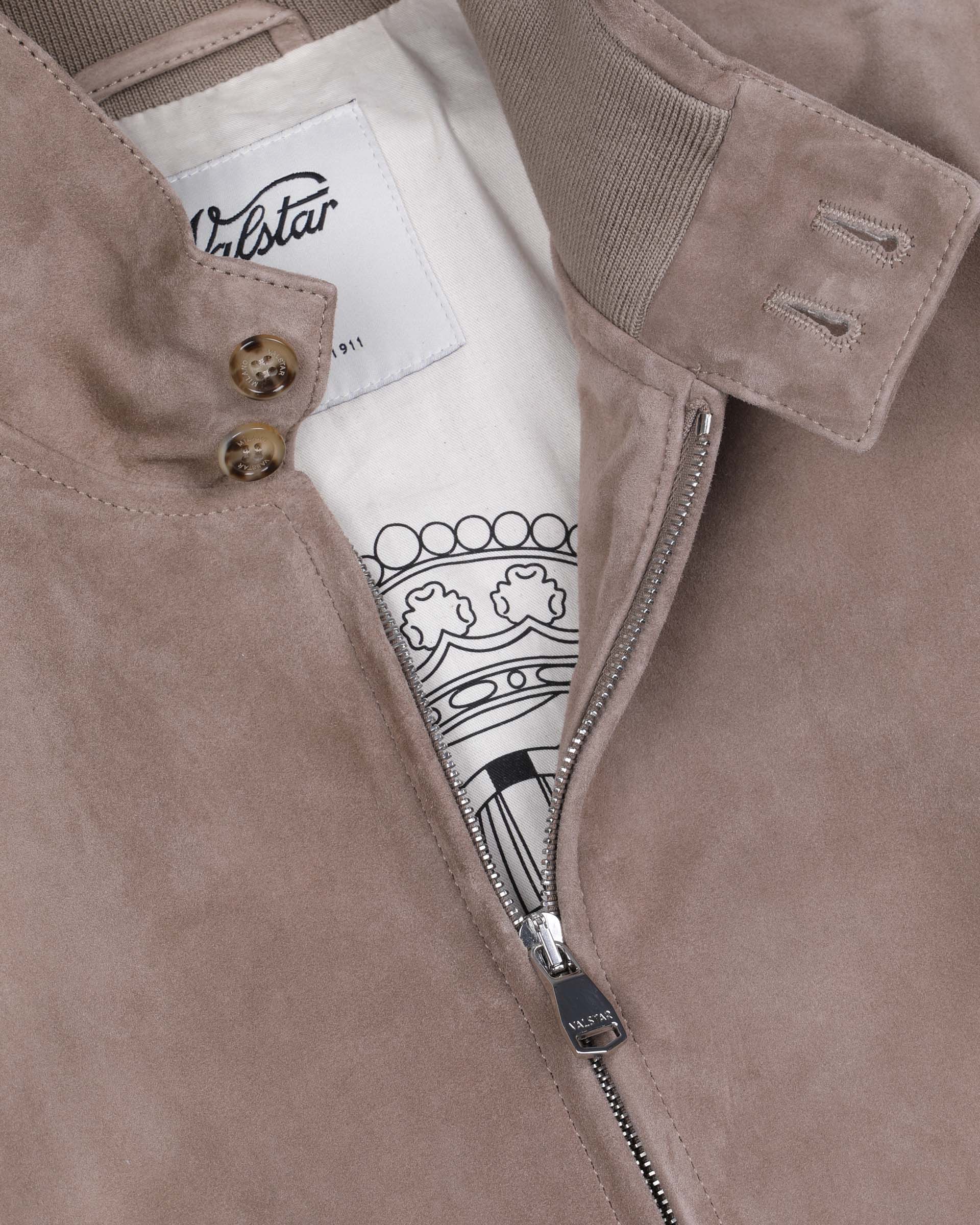 Giubbotto biker con zip in suede, foderato. Beige - Grege