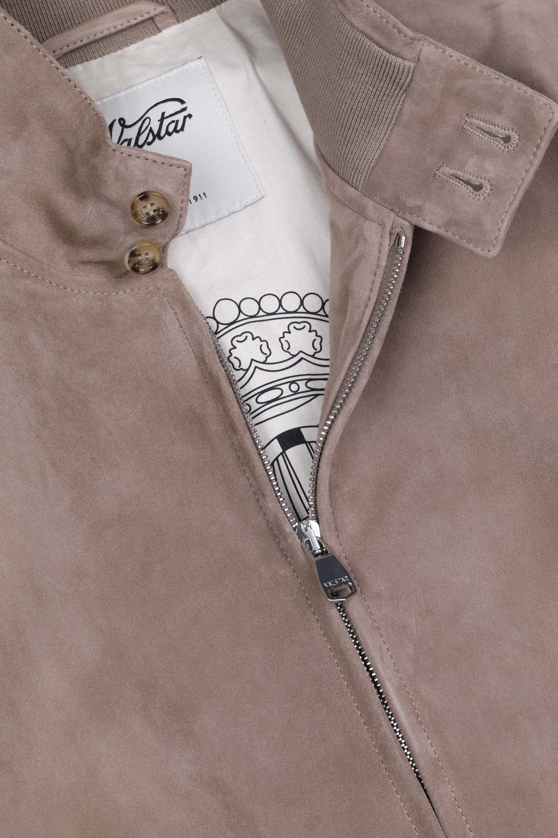 Giubbotto biker con zip in suede, foderato. Beige - Grege