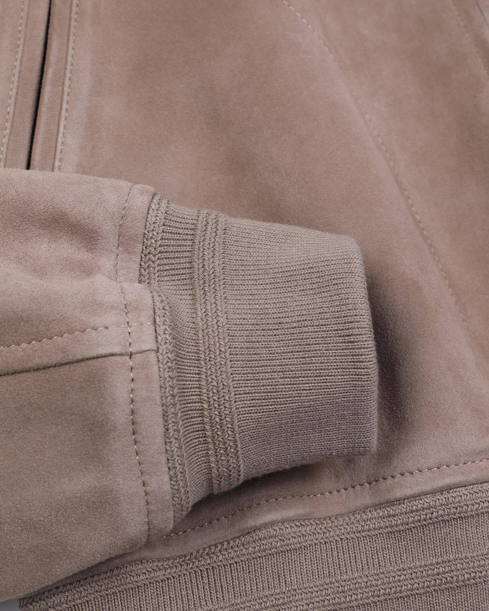 Giubbotto biker con zip in suede, foderato. Beige - Grege