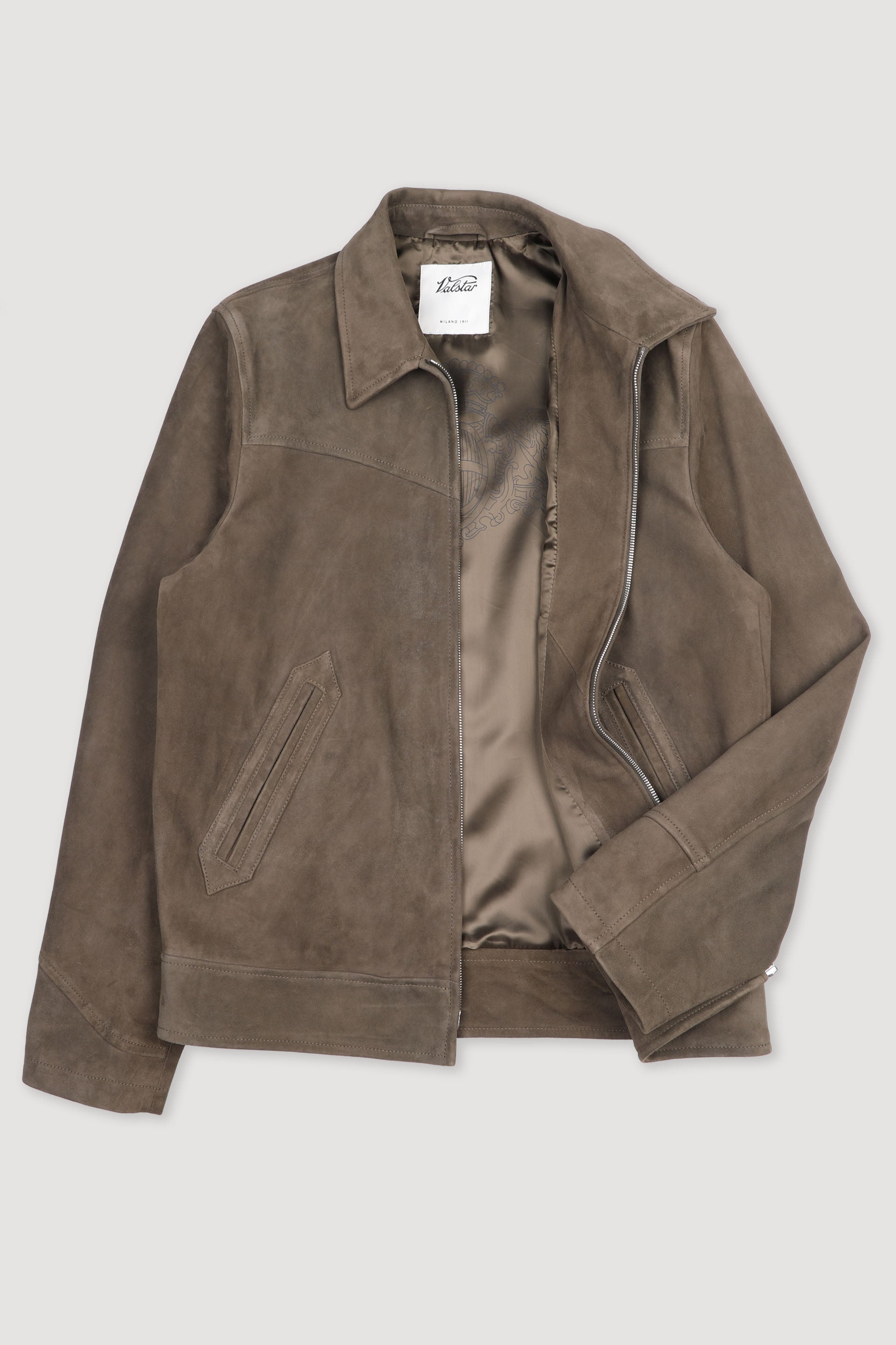 Lined jacket in suede leather with Western-style details. Green - Musc