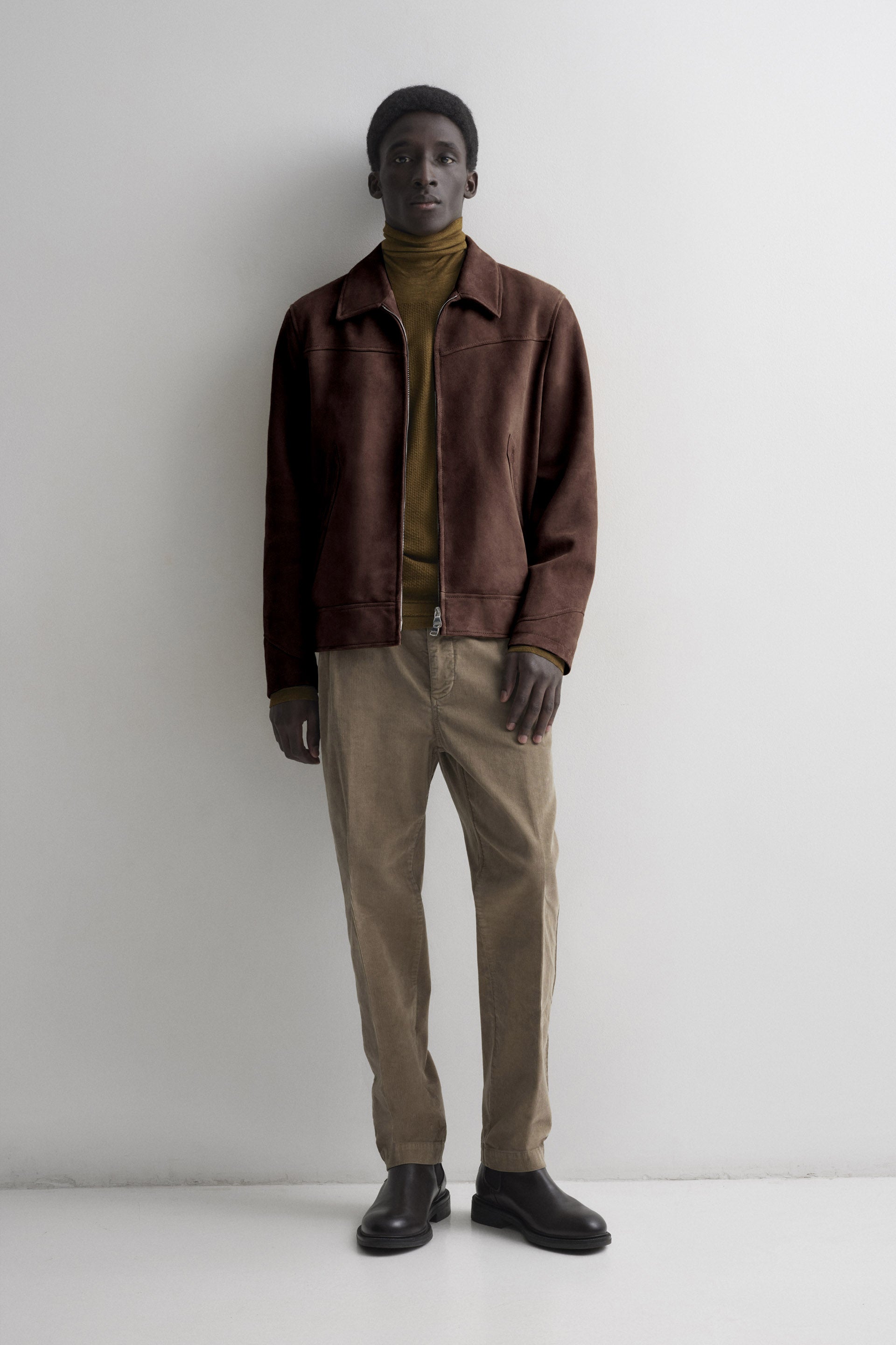 GIUBBOTTO COWBOY, FODERATA, SOFT SUEDE - Coffee