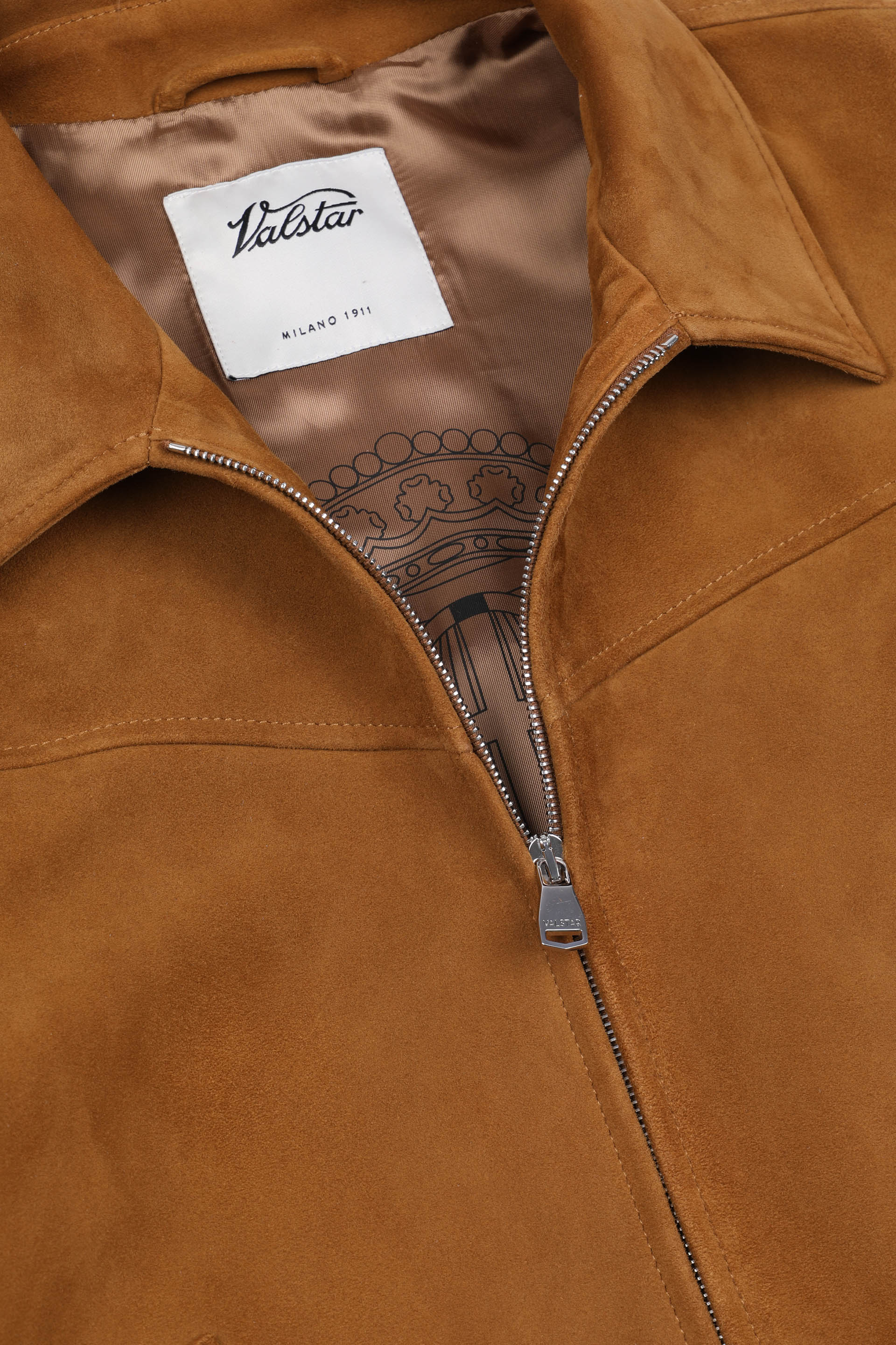 Lined jacket in suede leather with Western-style details. Brown - Ambr