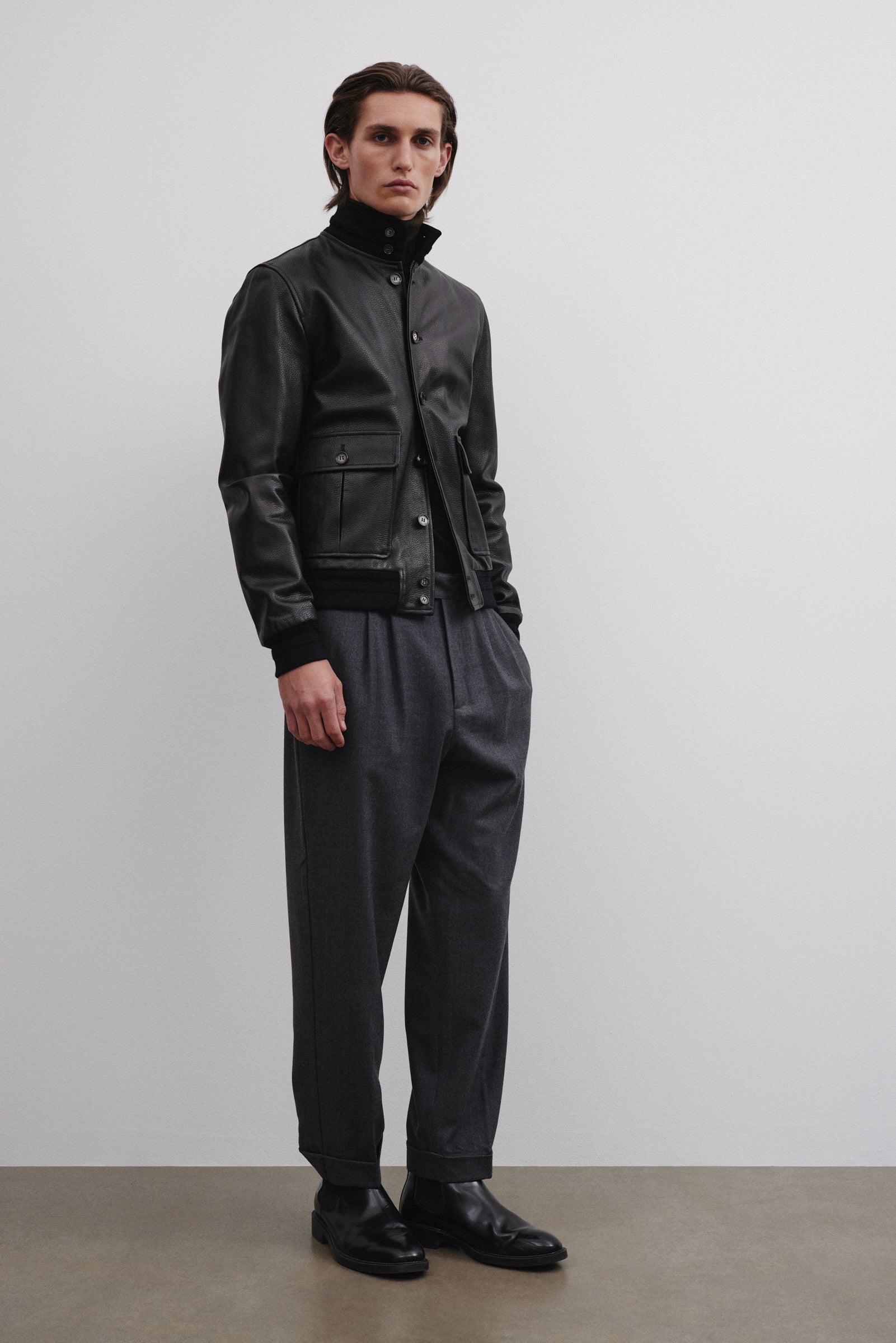 GIUBBOTTO VALSTARINO, FODERATO PURO CASHMERE, PELLE DI CERVO - Black