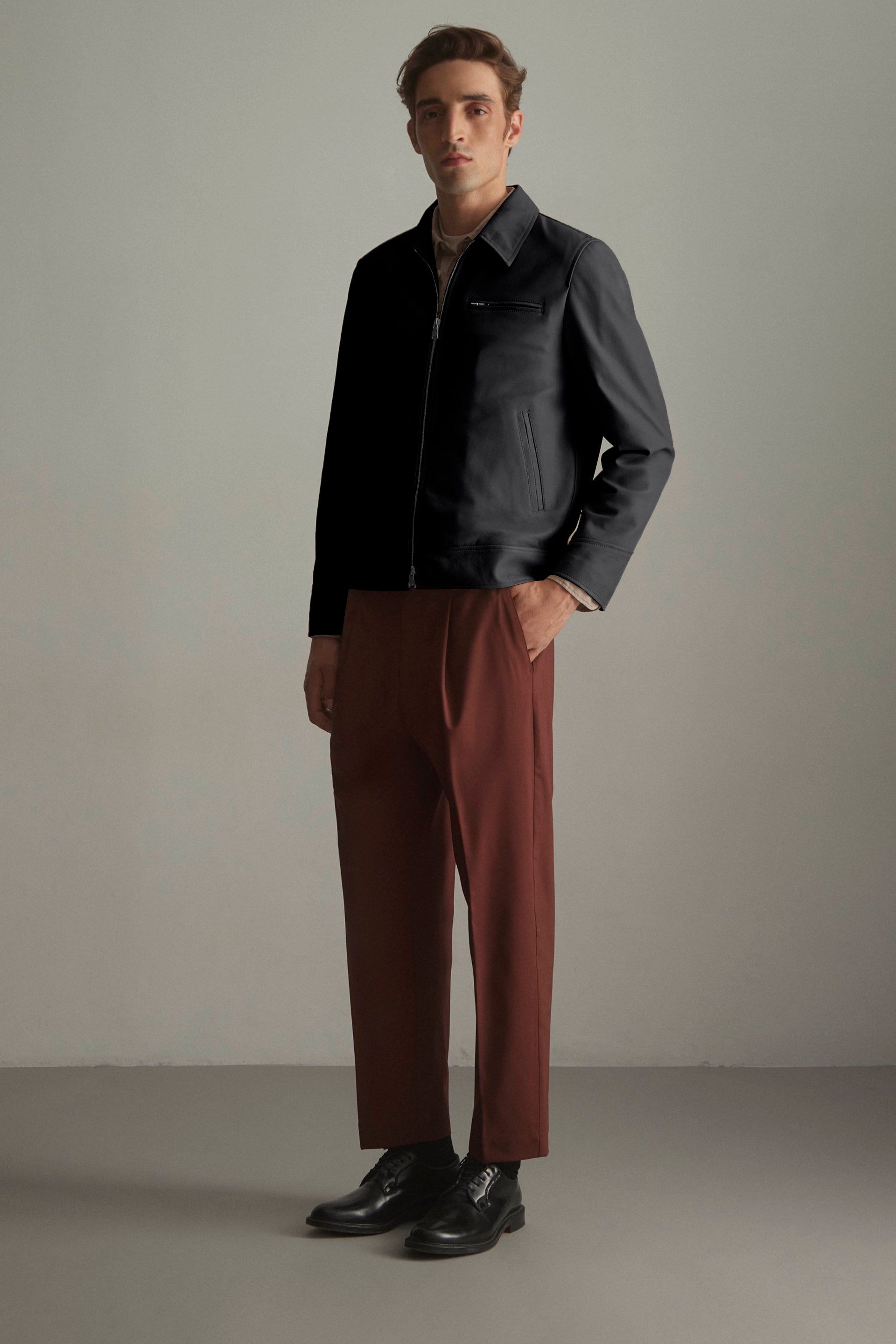 GIUBBOTTO RIDER, FODERATO, SOFT SUEDE - Black