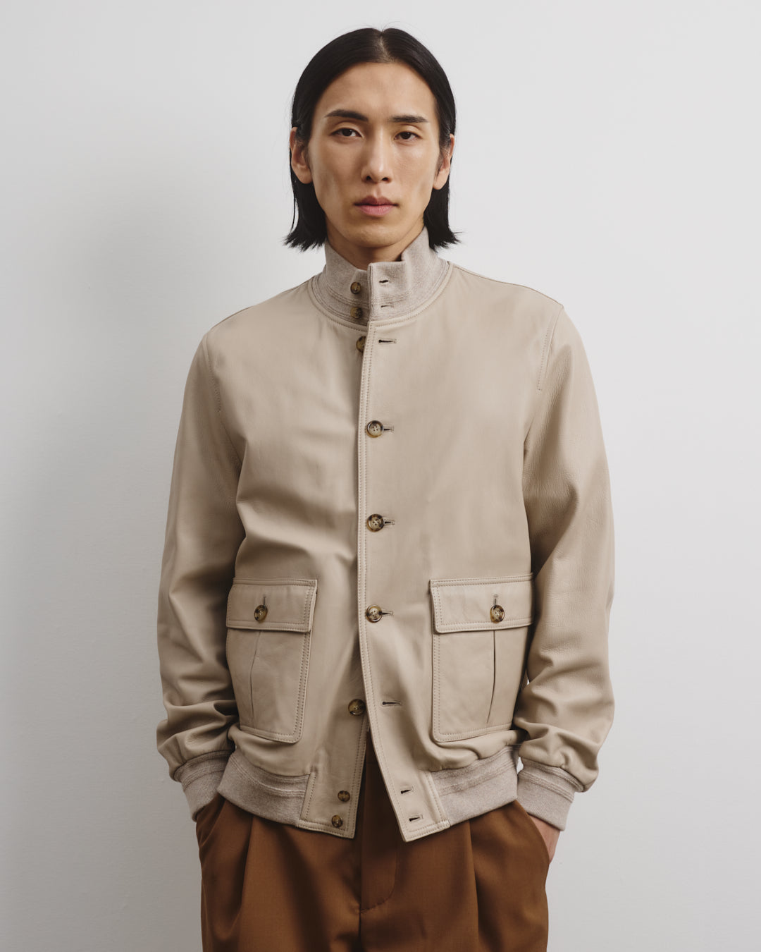 Giubbotto Valstarino in nappa con fodera. Beige - Avena