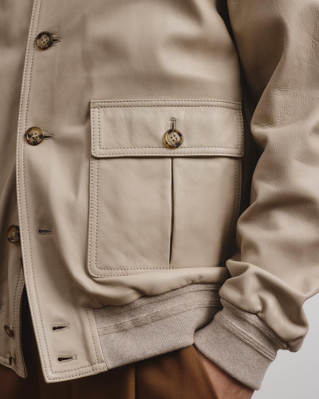 Giubbotto Valstarino in nappa con fodera. Beige - Avena