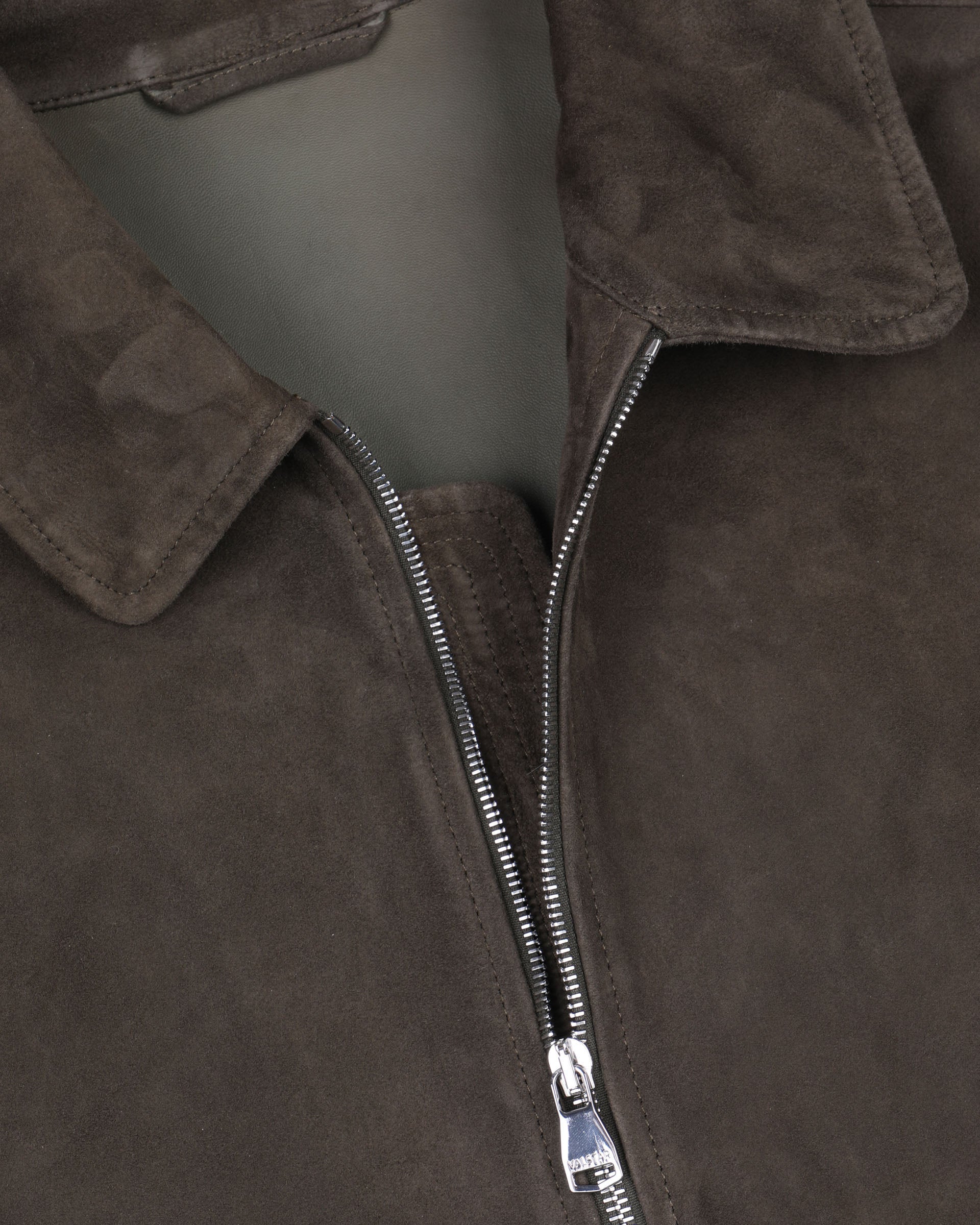 Giubbotto Gordon con zip in suede, sfoderato. Verde - Muschio