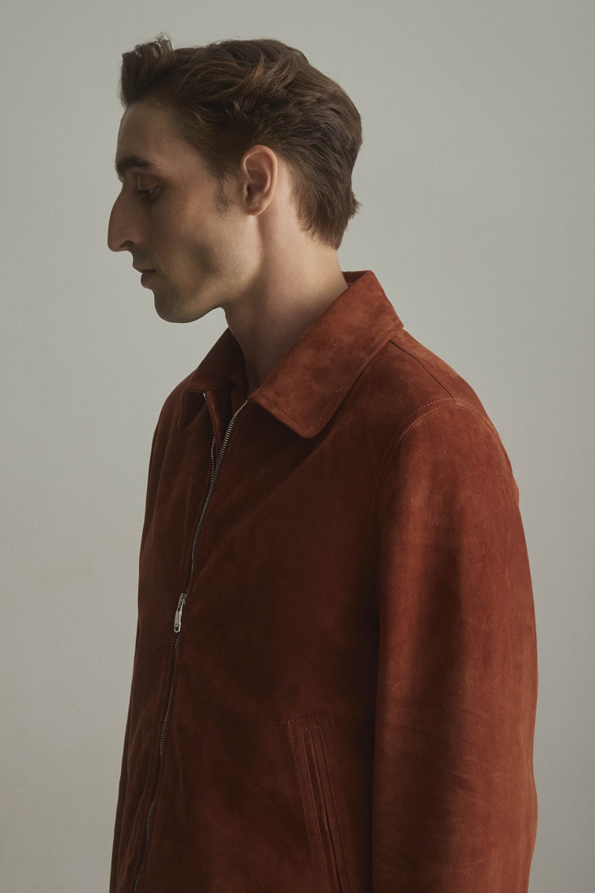 GORDON, GIUBBOTTO MILITARE, SFODERATO, LIGHT SOFT SUEDE - Terra di siena