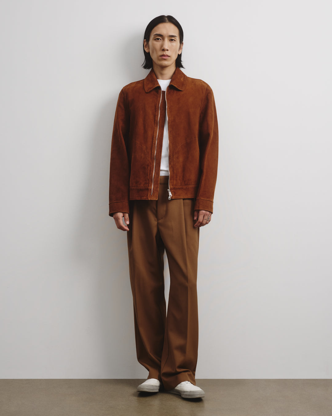 Giubbotto Gordon con zip in suede, sfoderato. Marrone - Sandal