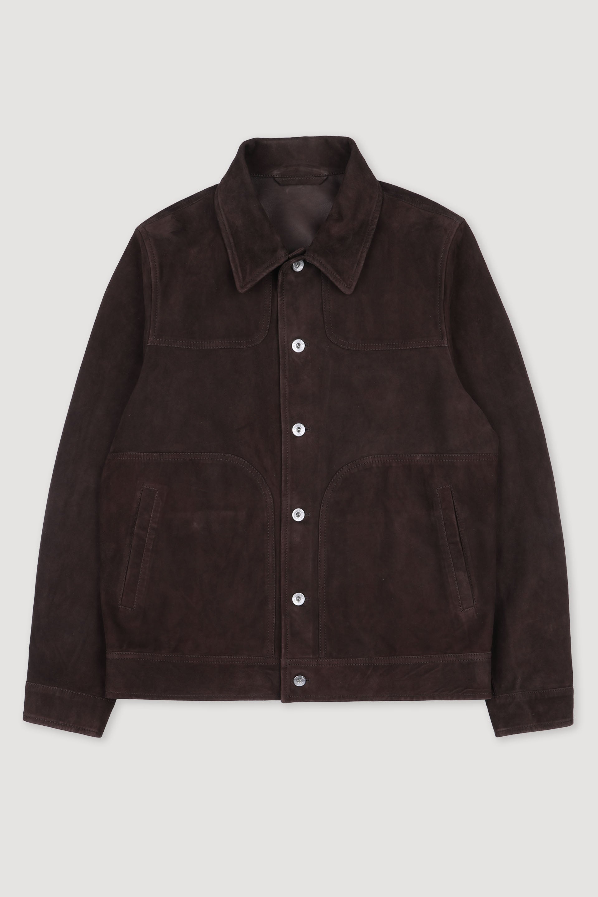 PRESLEY, GIUBBOTTO TRUCKER, SFODERATO, LIGHT SOFT SUEDE - Coffee