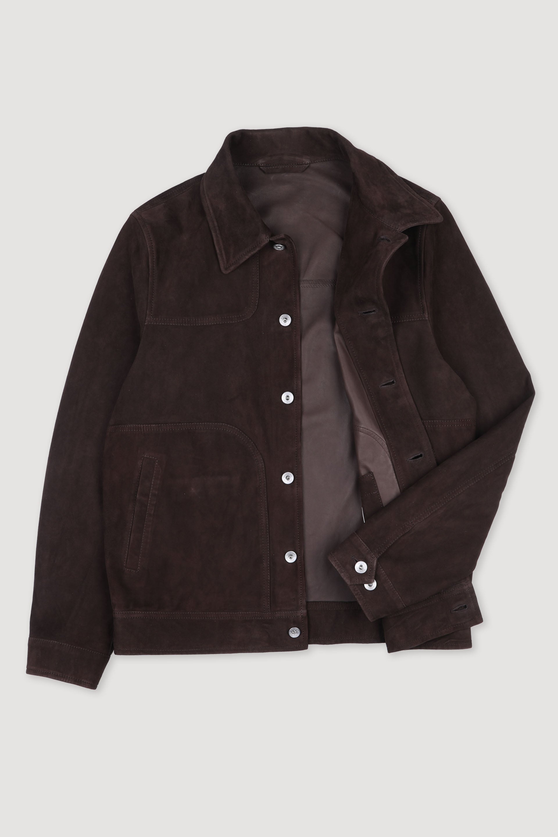 PRESLEY, GIUBBOTTO TRUCKER, SFODERATO, LIGHT SOFT SUEDE - Coffee