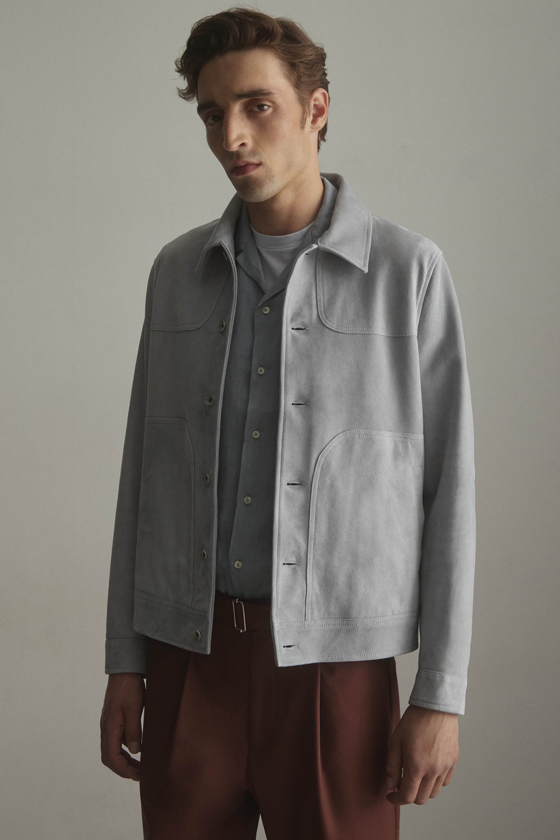 PRESLEY, GIUBBOTTO TRUCKER, SFODERATO, LIGHT SOFT SUEDE - Frost