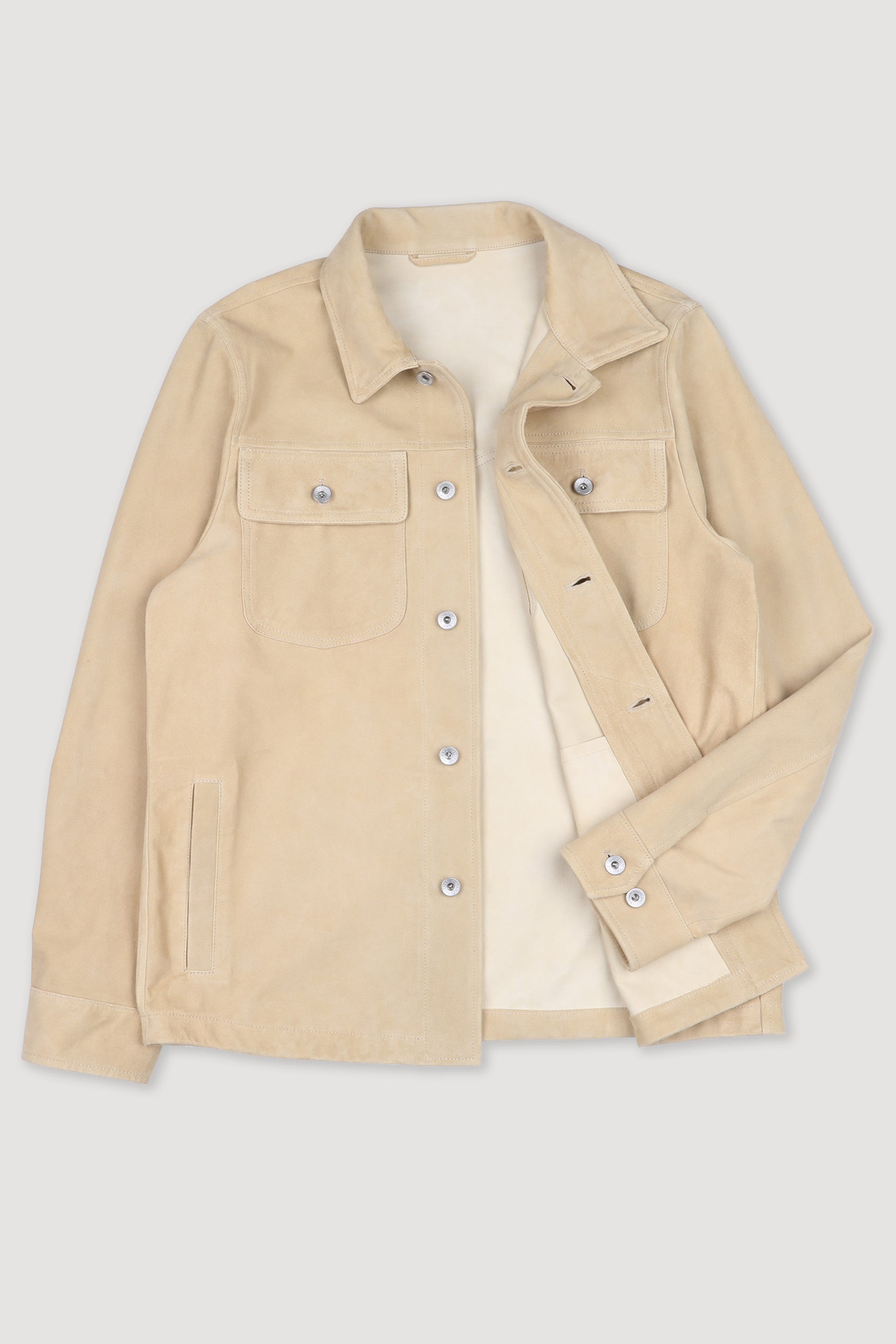 MATTY GIACCA OVERSHIRT , SFODERATA, LIGHT SOFT SUEDE - Almond