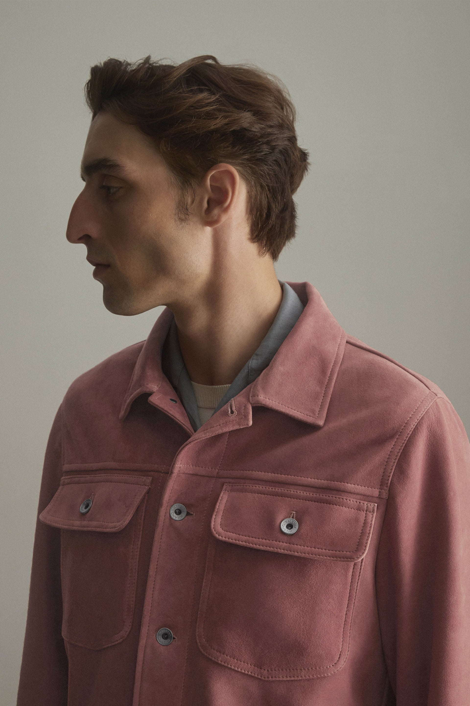 MATTY GIACCA OVERSHIRT , SFODERATA, LIGHT SOFT SUEDE - Old rose