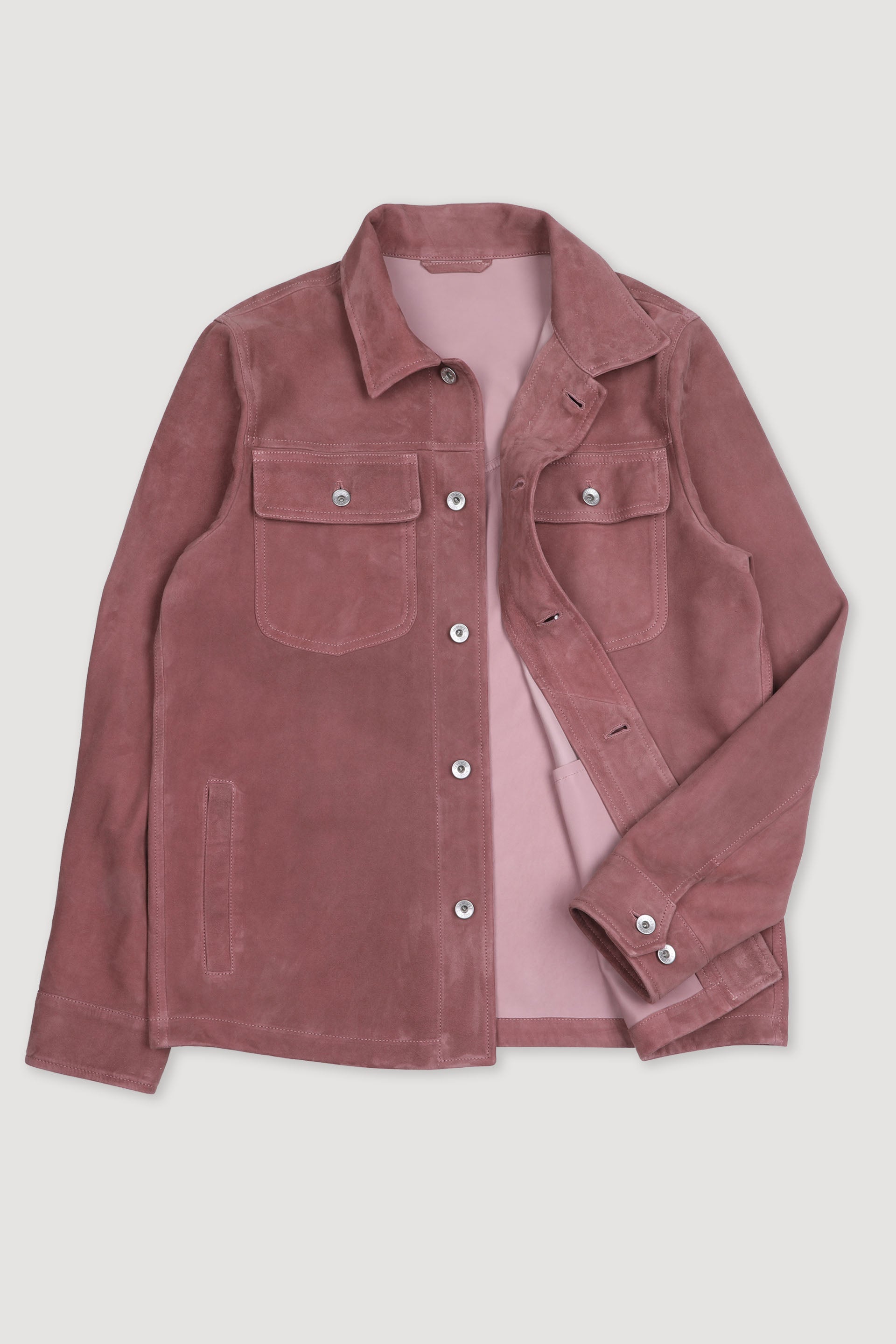 MATTY GIACCA OVERSHIRT , SFODERATA, LIGHT SOFT SUEDE - Old rose