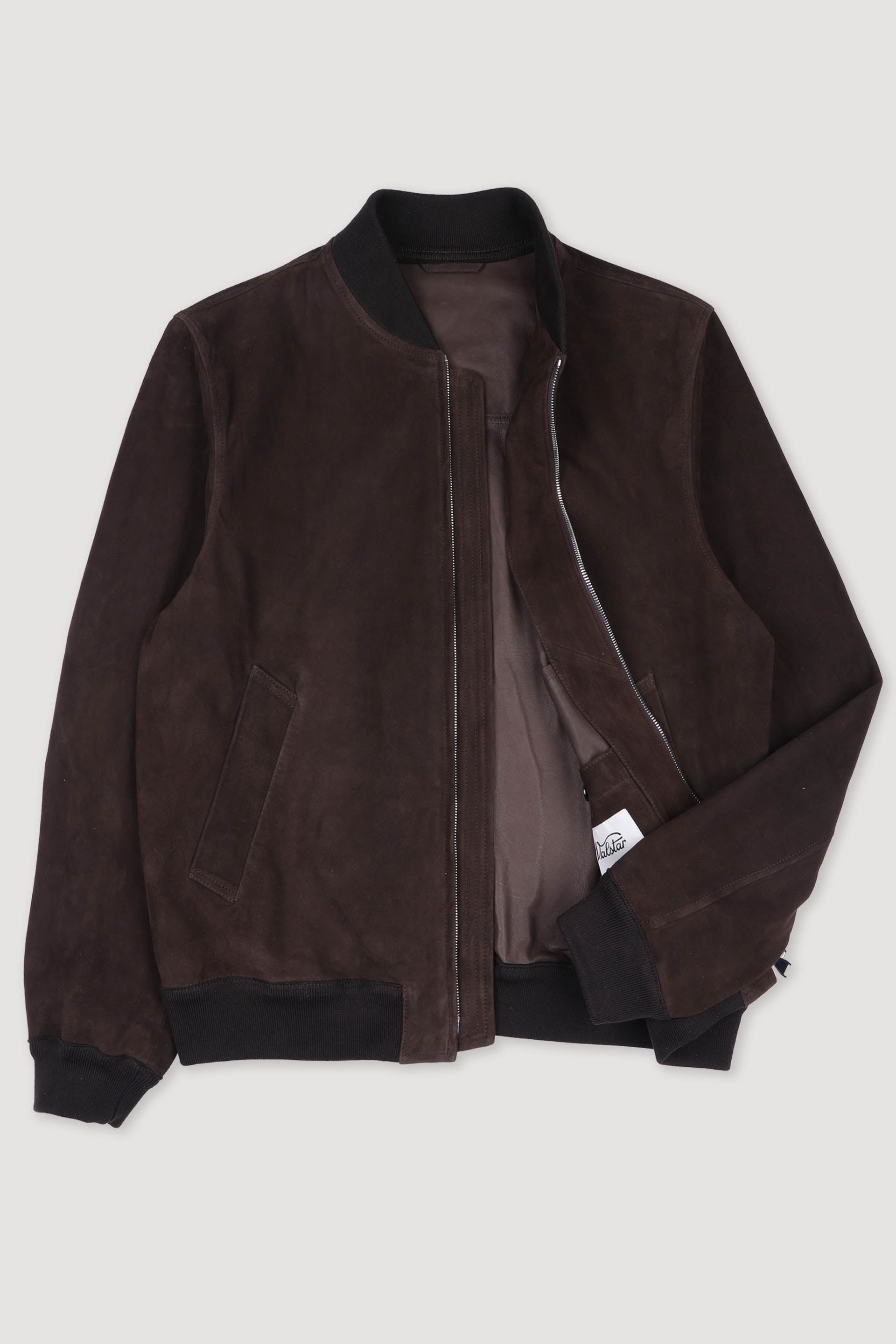 Unlined bomber Jacket in suede leather. Brown - Caffè