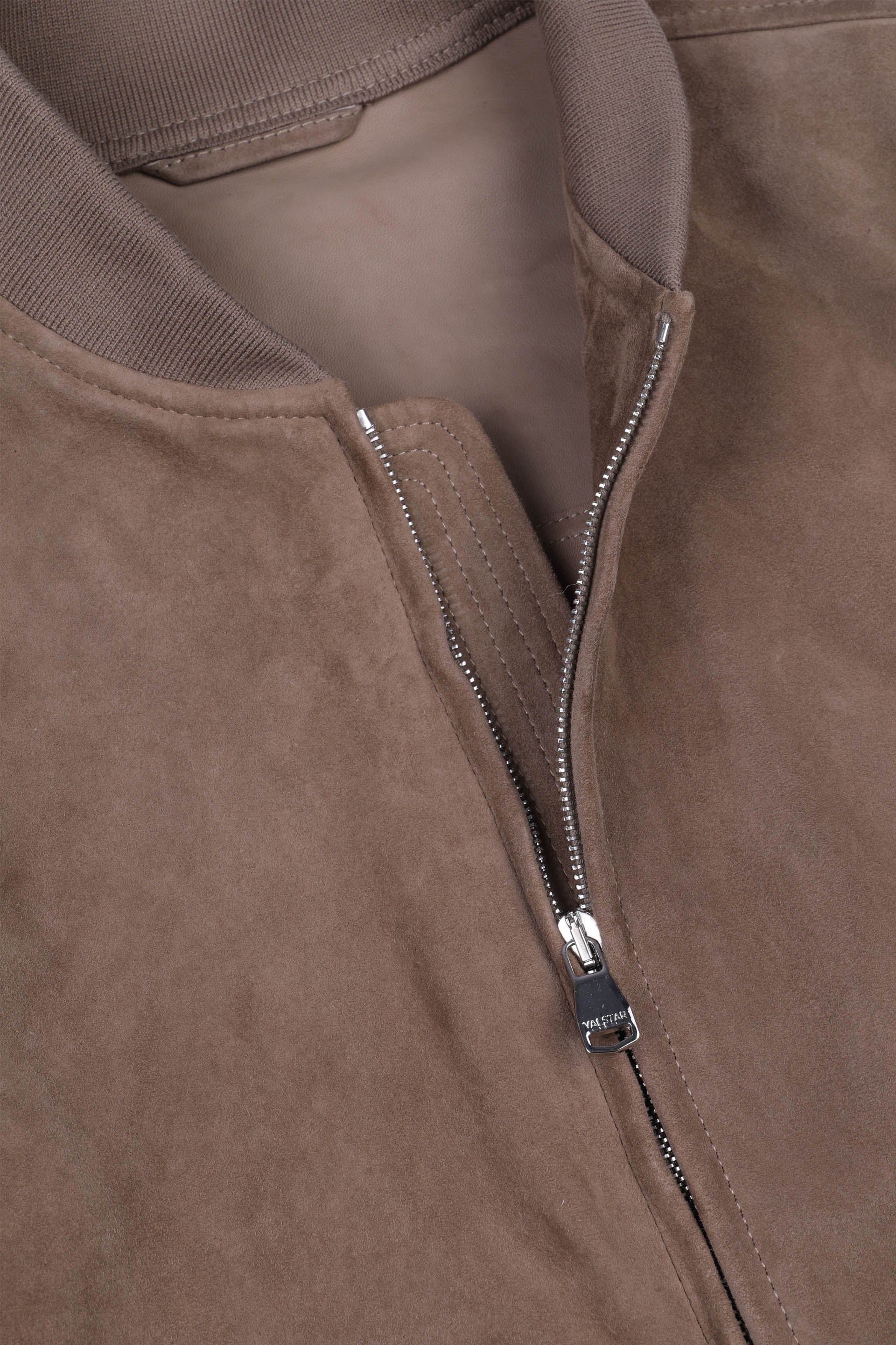 GIUBBOTTO BOMBER, SFODERATO, LIGHT SOFT SUEDE - Grege