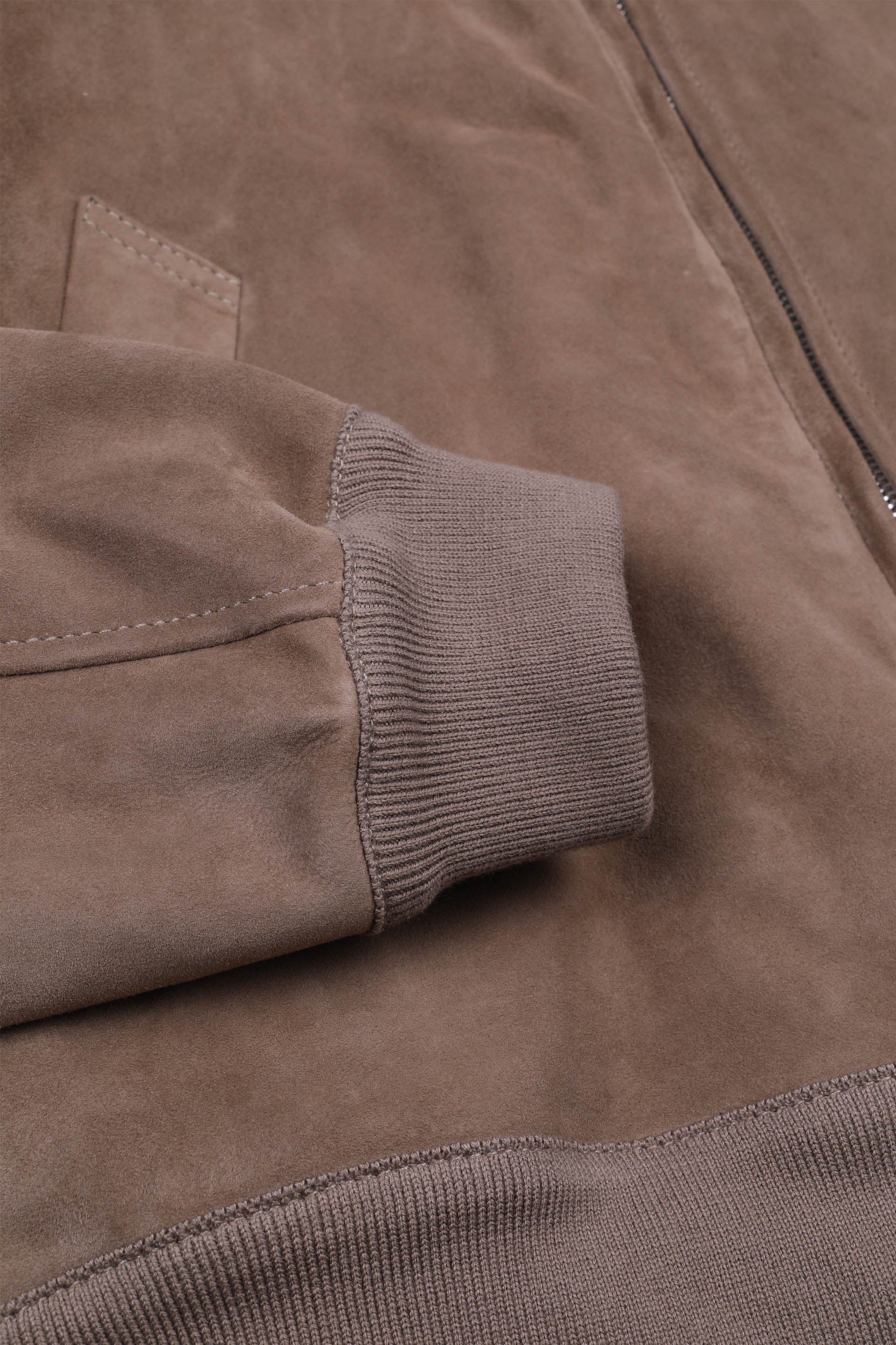 GIUBBOTTO BOMBER, SFODERATO, LIGHT SOFT SUEDE - Grege