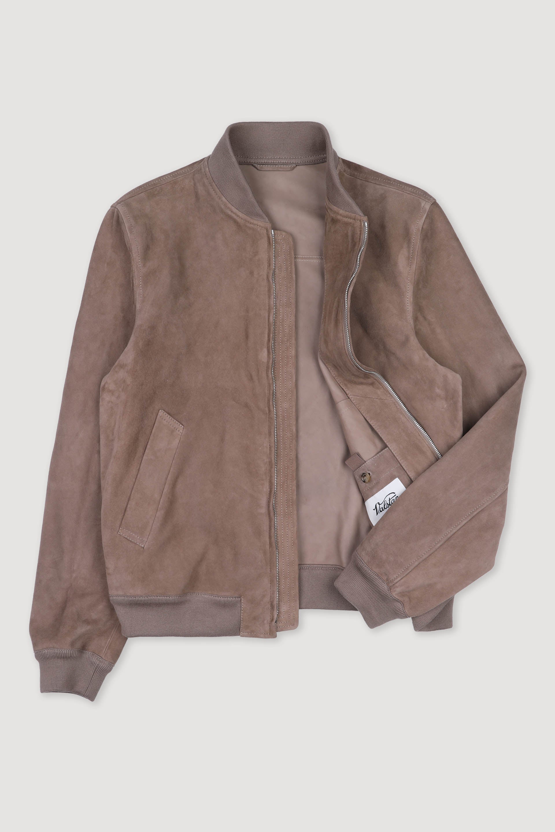 GIUBBOTTO BOMBER, SFODERATO, LIGHT SOFT SUEDE - Grege