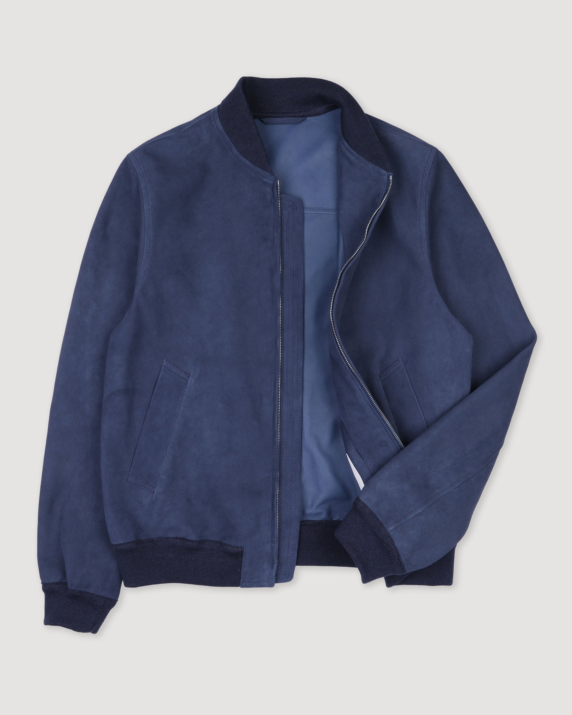 Giubbotto bomber in suede, sfoderato. Blue - Aquarium