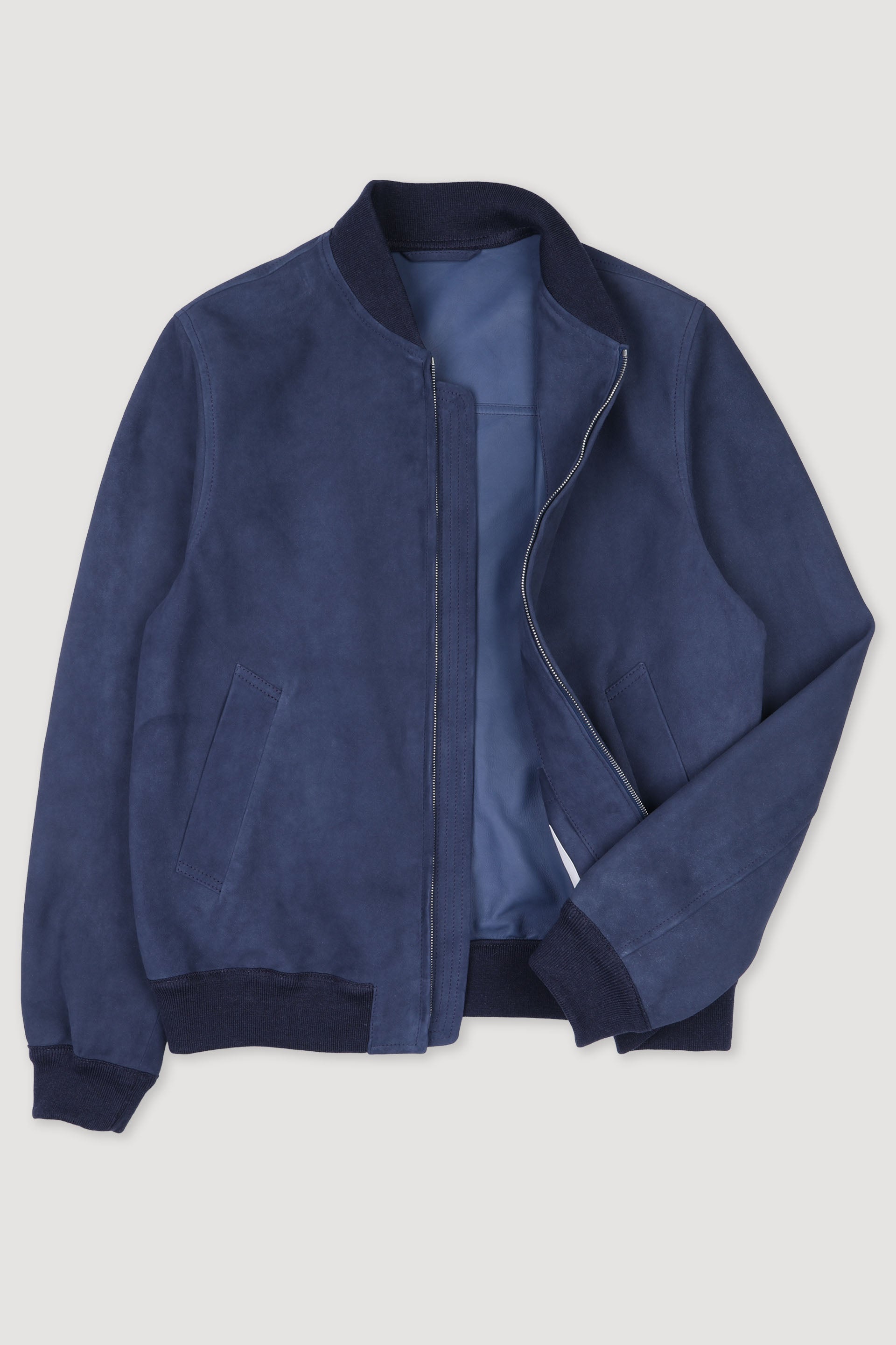 GIUBBOTTO BOMBER, SFODERATO, LIGHT SOFT SUEDE - Aquarium