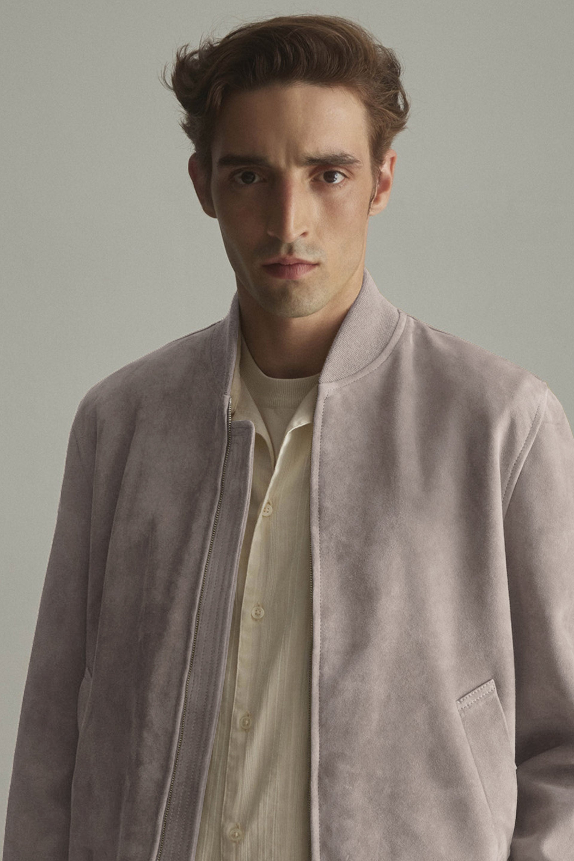 GIUBBOTTO BOMBER, SFODERATO, LIGHT SOFT SUEDE - Canvas