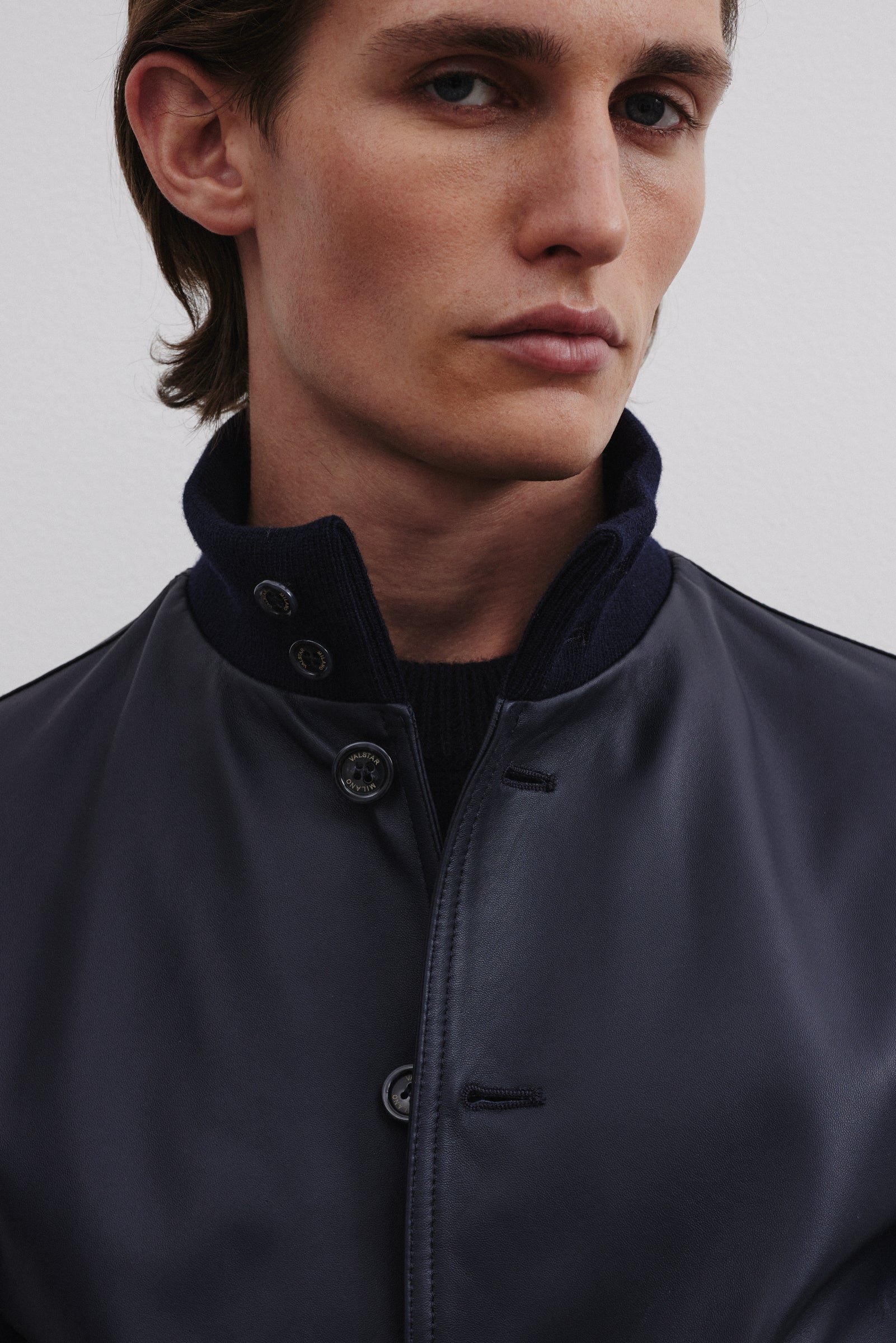 Lined Valstarino jacket in nappa leather. Blue - Navy