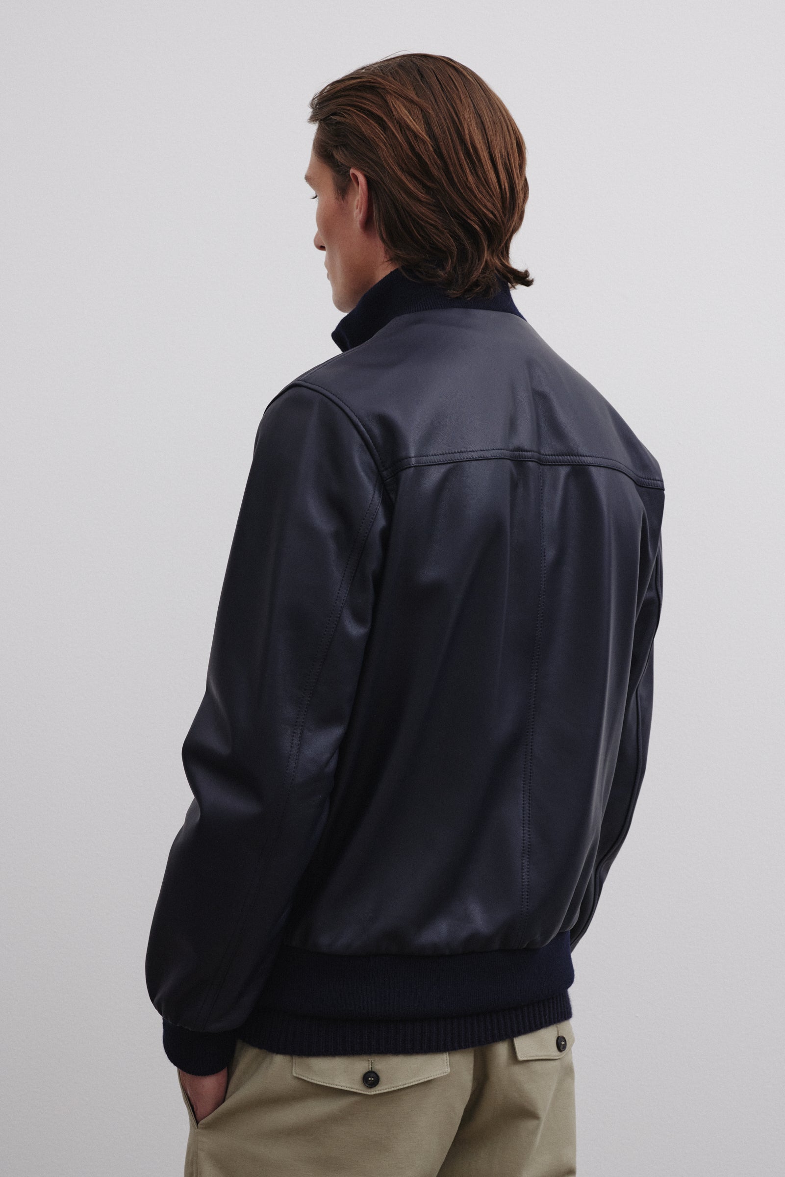 Lined Valstarino jacket in nappa leather. Blue - Navy