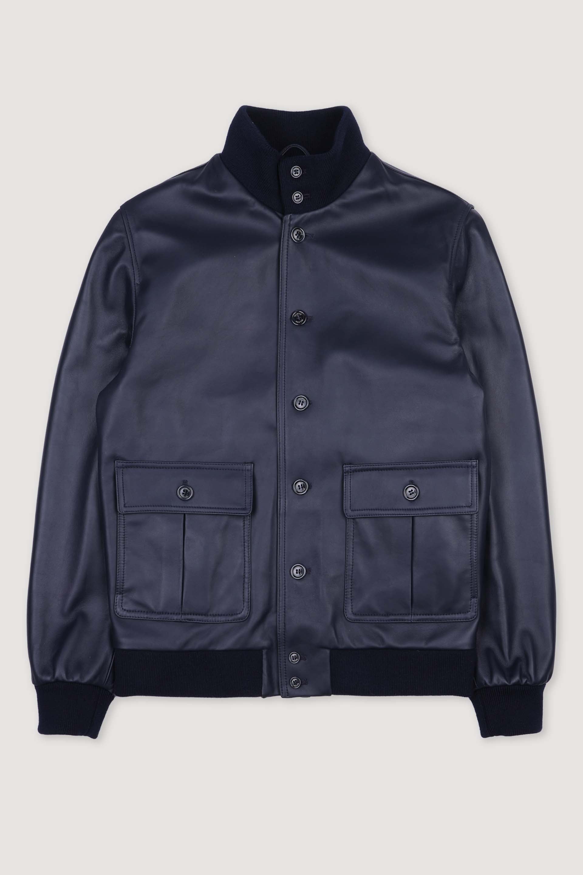 Lined Valstarino jacket in nappa leather. Blue - Navy