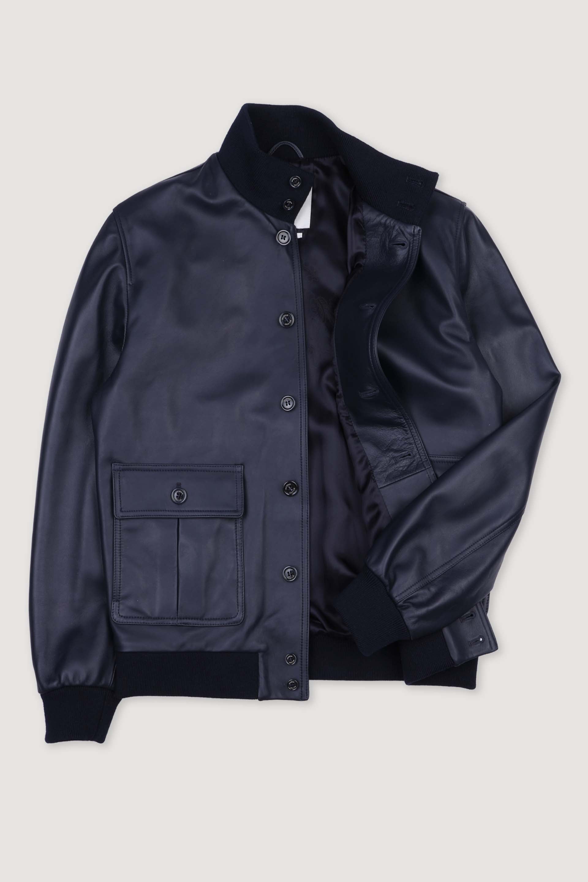 Lined Valstarino jacket in nappa leather. Blue - Navy