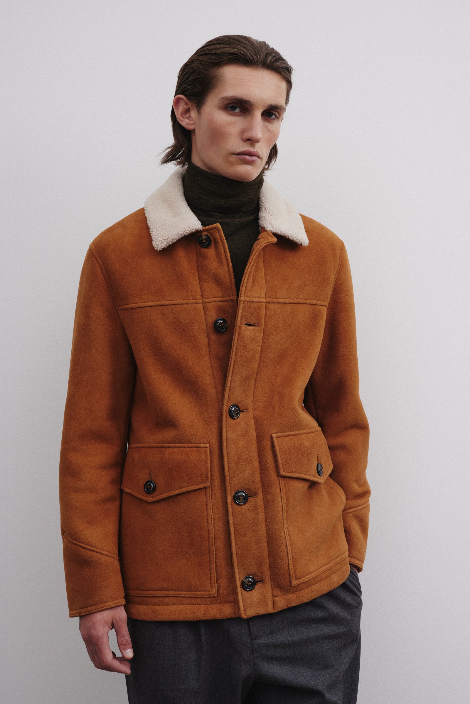 Enest rancher jacket in suede shearling. Brown - Sandal/Naturale Enest rancher jacket in suede shearling. Brown - Sandal/Naturale