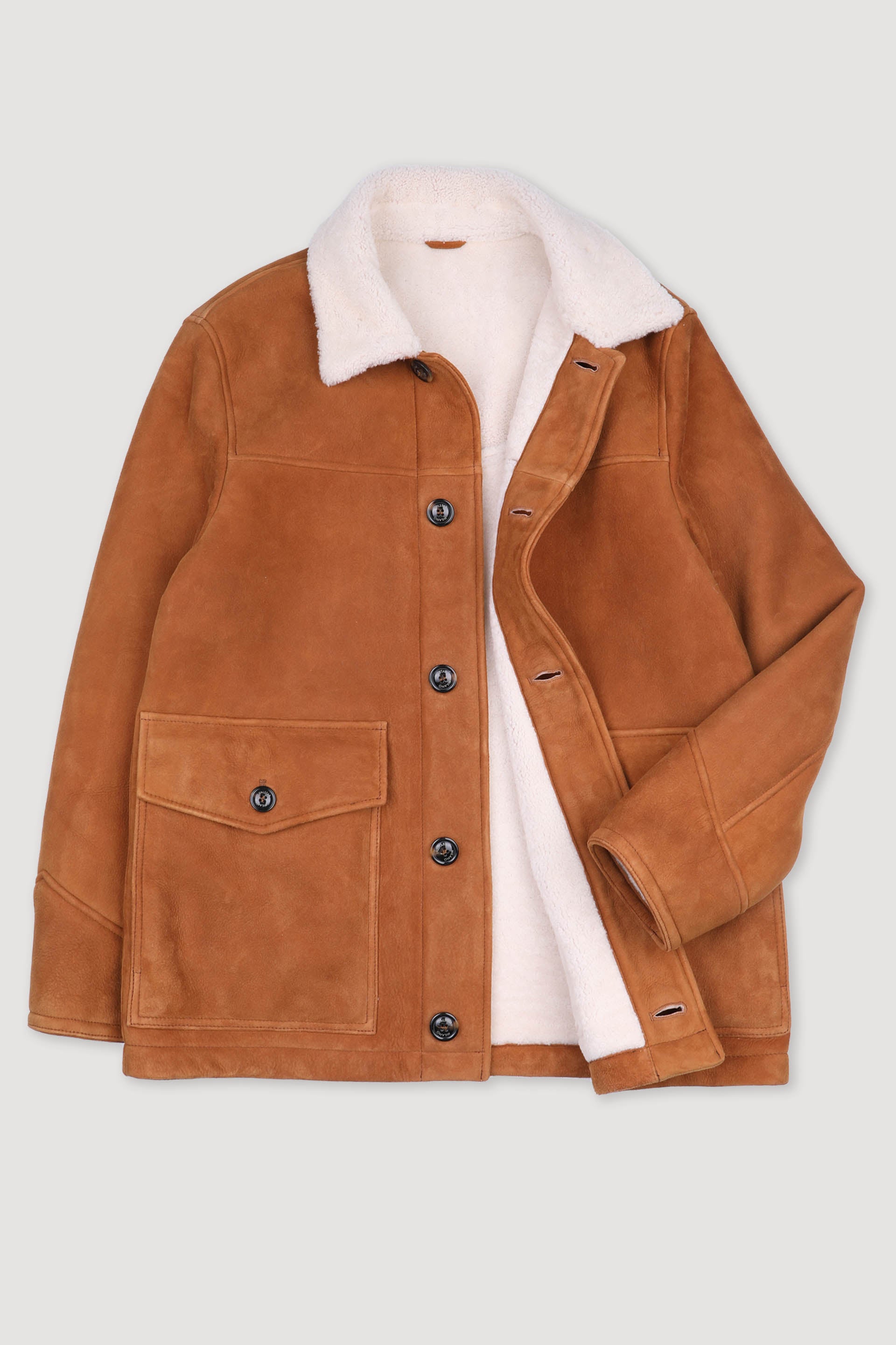 Enest rancher jacket in suede shearling. Brown - Sandal/Naturale