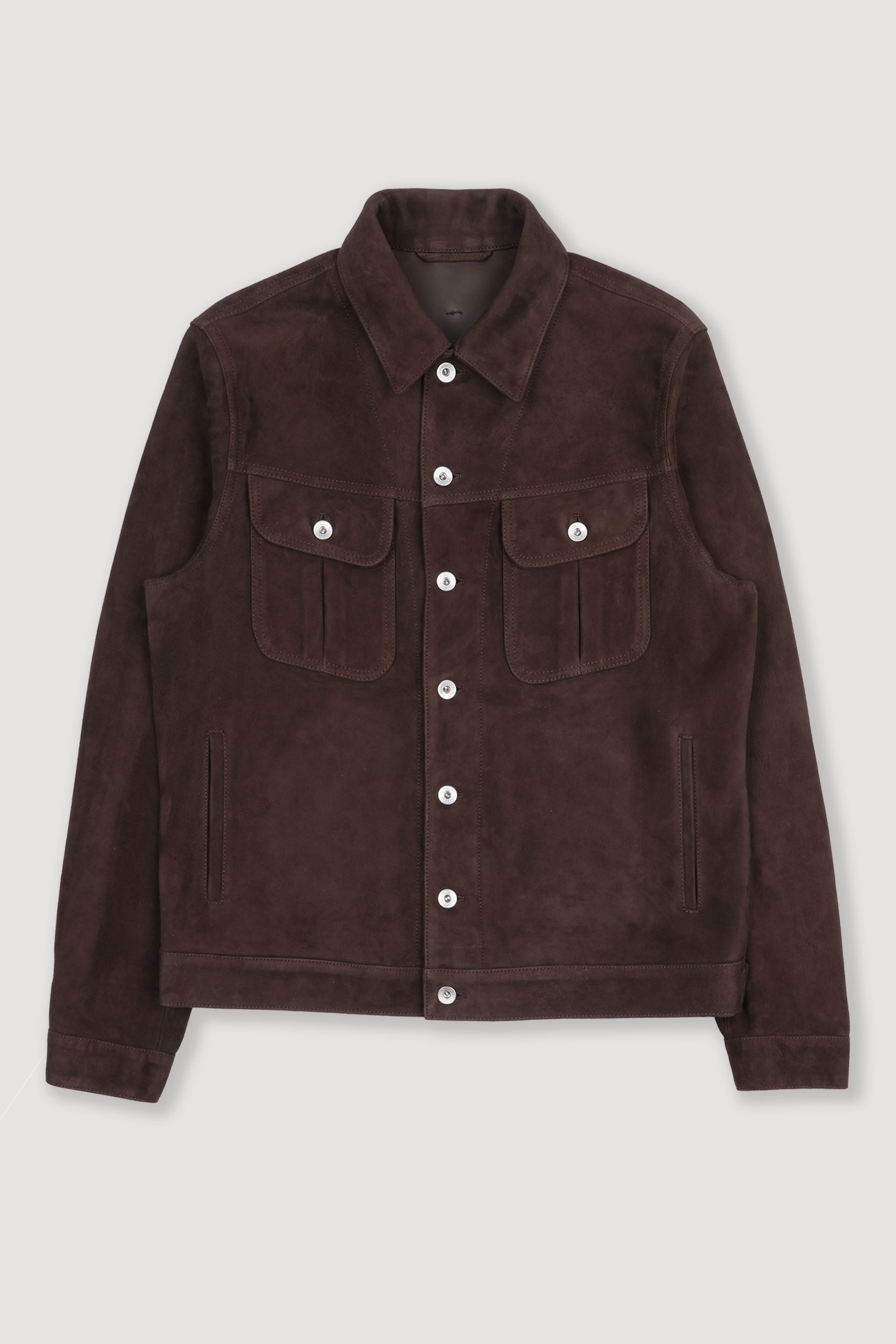 Giubbotto trucker Davis in suede, sfoderato. Marrone - Caffè
