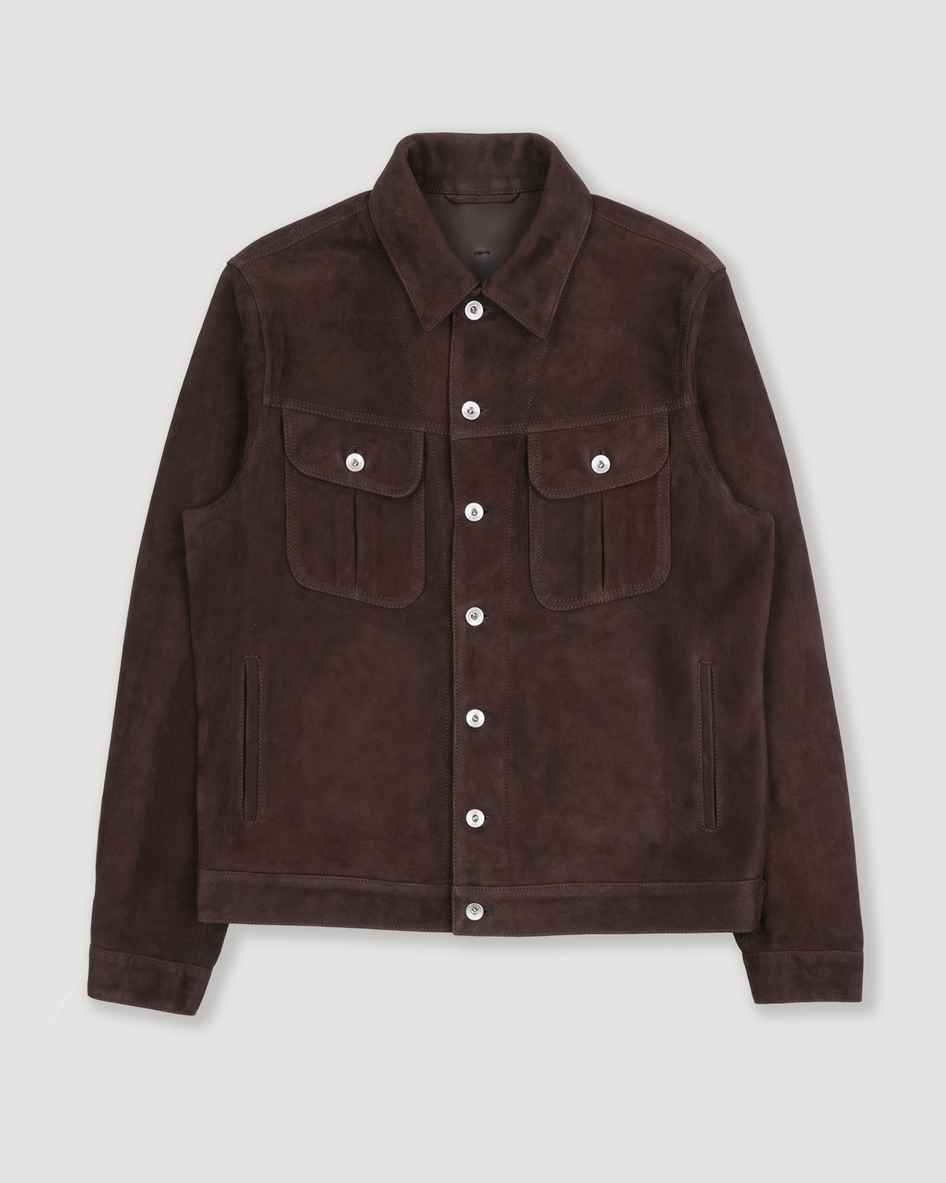 Giubbotto trucker Davis in suede, sfoderato. Marrone - Caffè