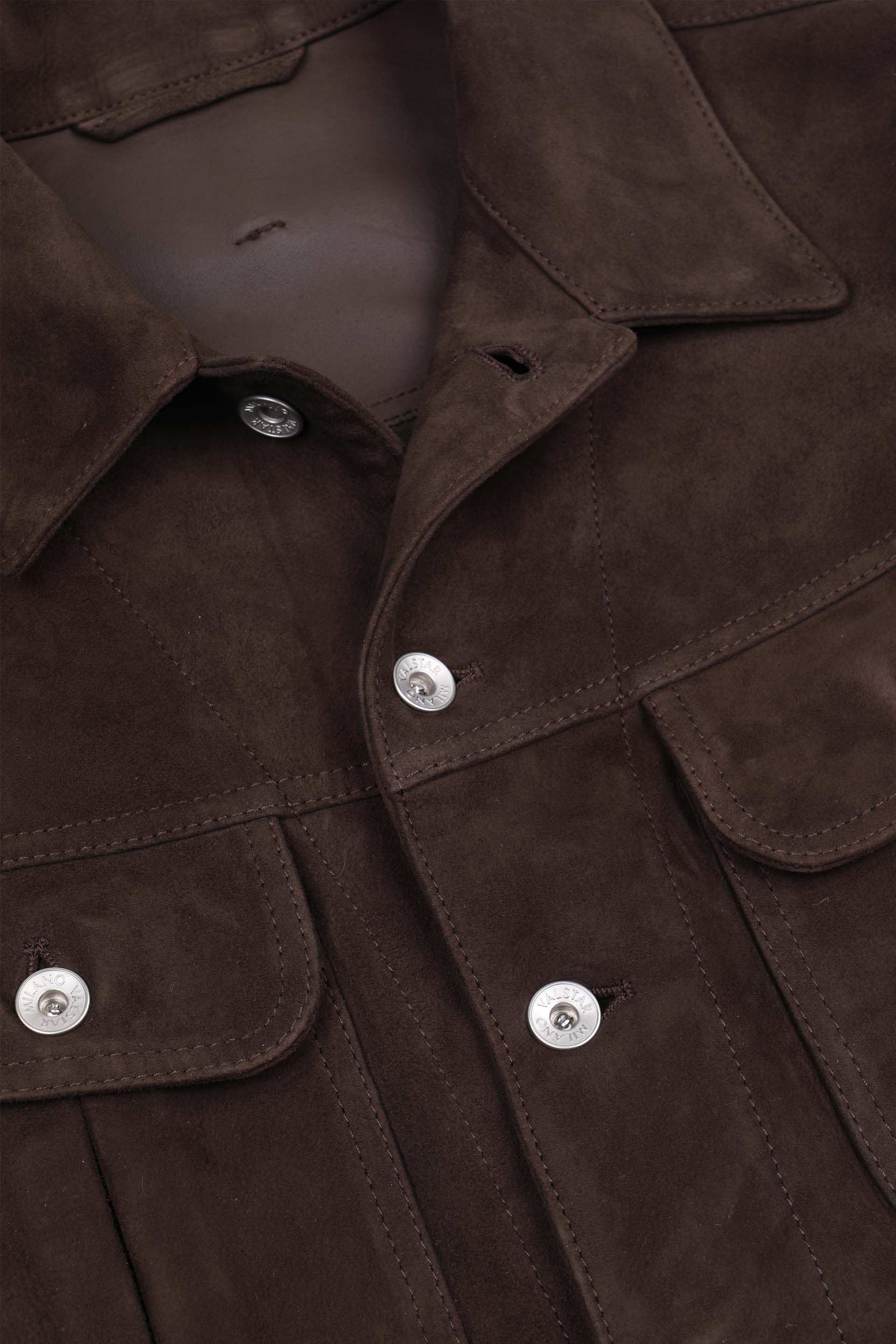 Giubbotto trucker Davis in suede, sfoderato. Marrone - Caffè