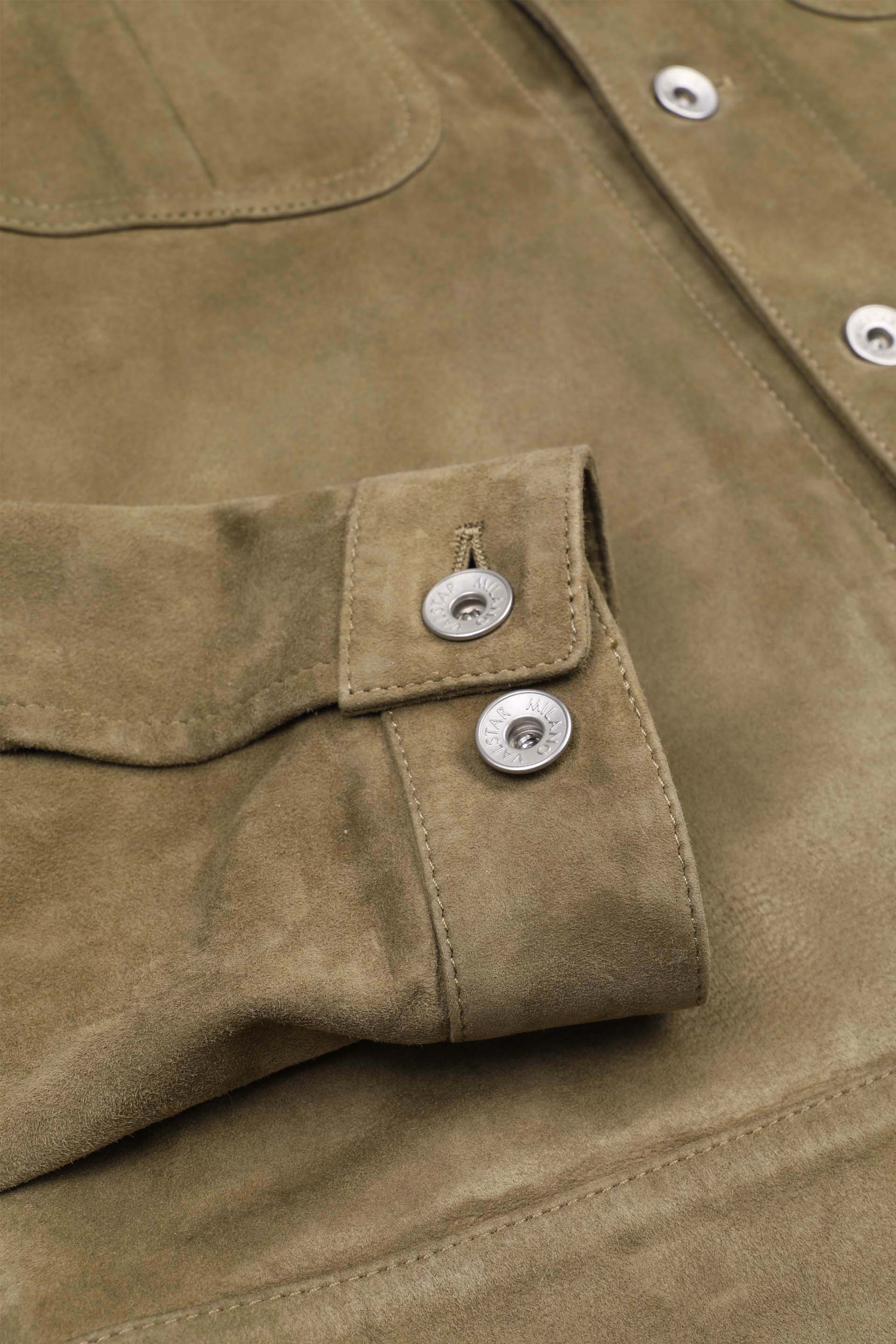 Giubbotto trucker Davis in suede, sfoderato. Verde - Soldier