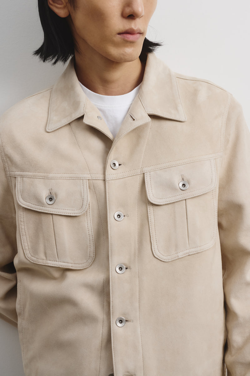 Giubbotto trucker Davis in suede, sfoderato. Beige - Sisal