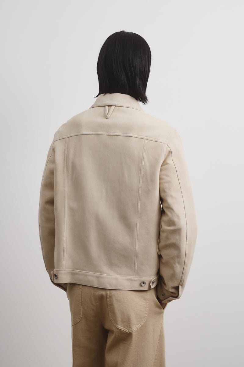Giubbotto trucker Davis in suede, sfoderato. Beige - Sisal