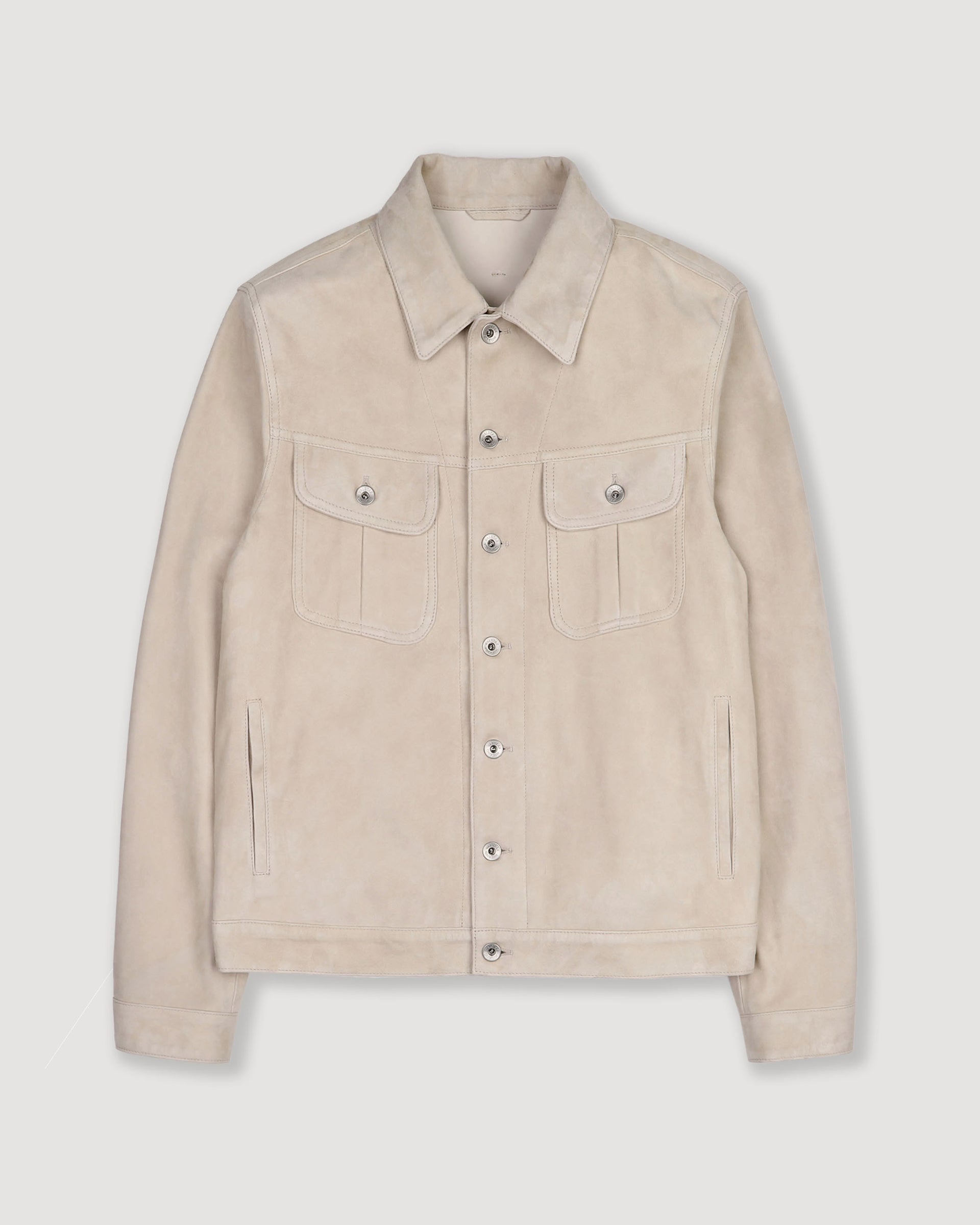 Giubbotto trucker Davis in suede, sfoderato. Beige - Sisal