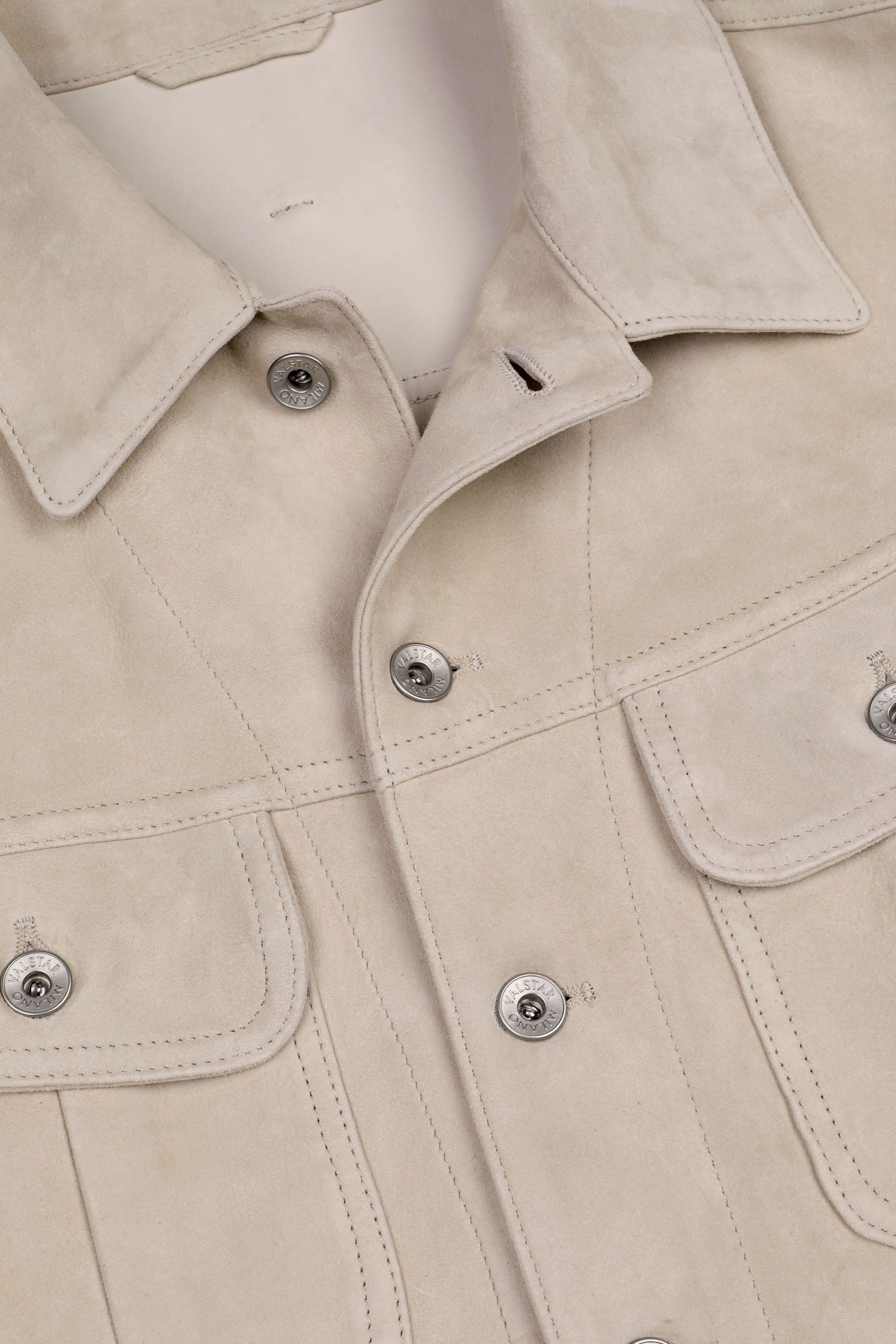 Giubbotto trucker Davis in suede, sfoderato. Beige - Sisal