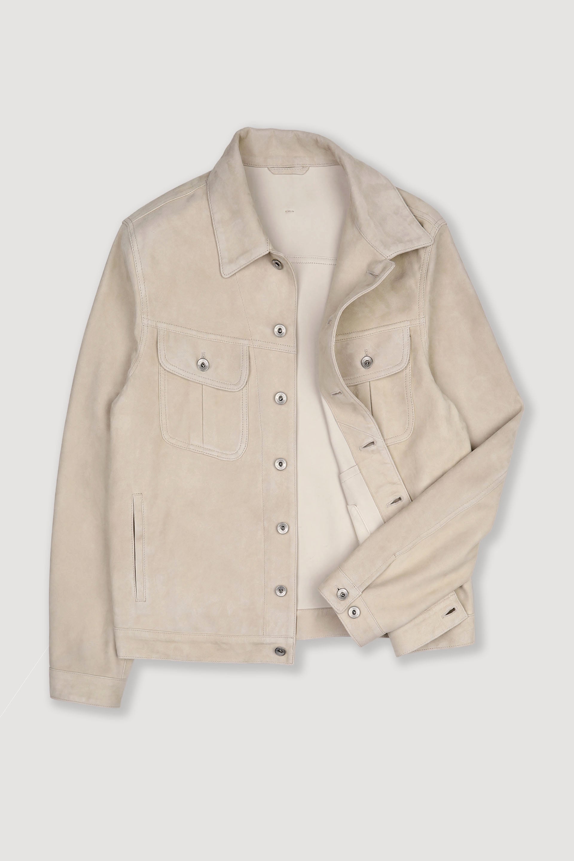 Giubbotto trucker Davis in suede, sfoderato. Beige - Sisal