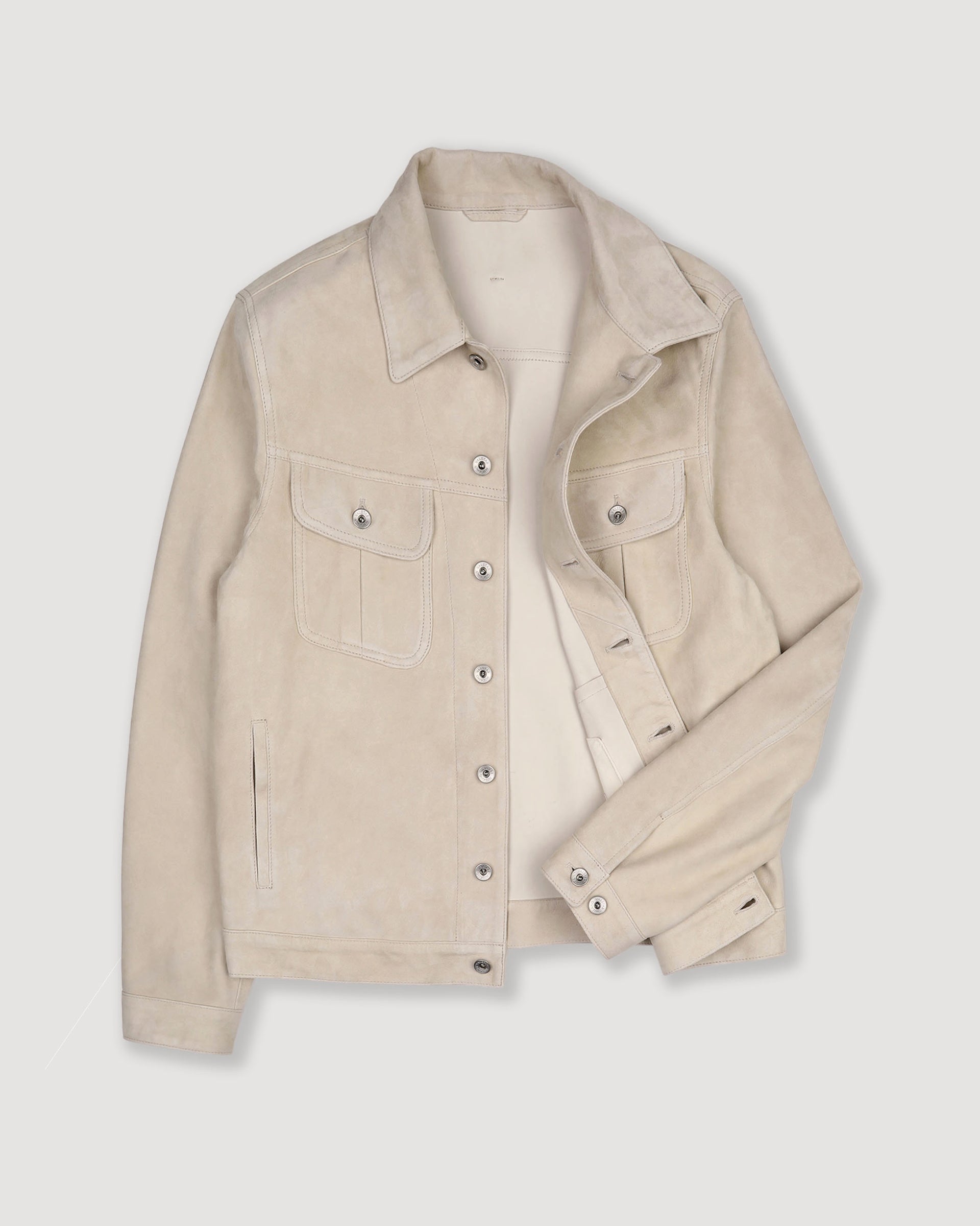 Giubbotto trucker Davis in suede, sfoderato. Beige - Sisal