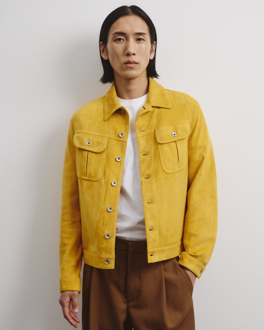 Giubbotto trucker Davis in suede, sfoderato. Giallo - Barley