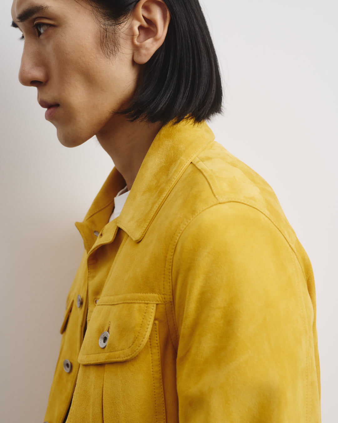 Giubbotto trucker Davis in suede, sfoderato. Giallo - Barley
