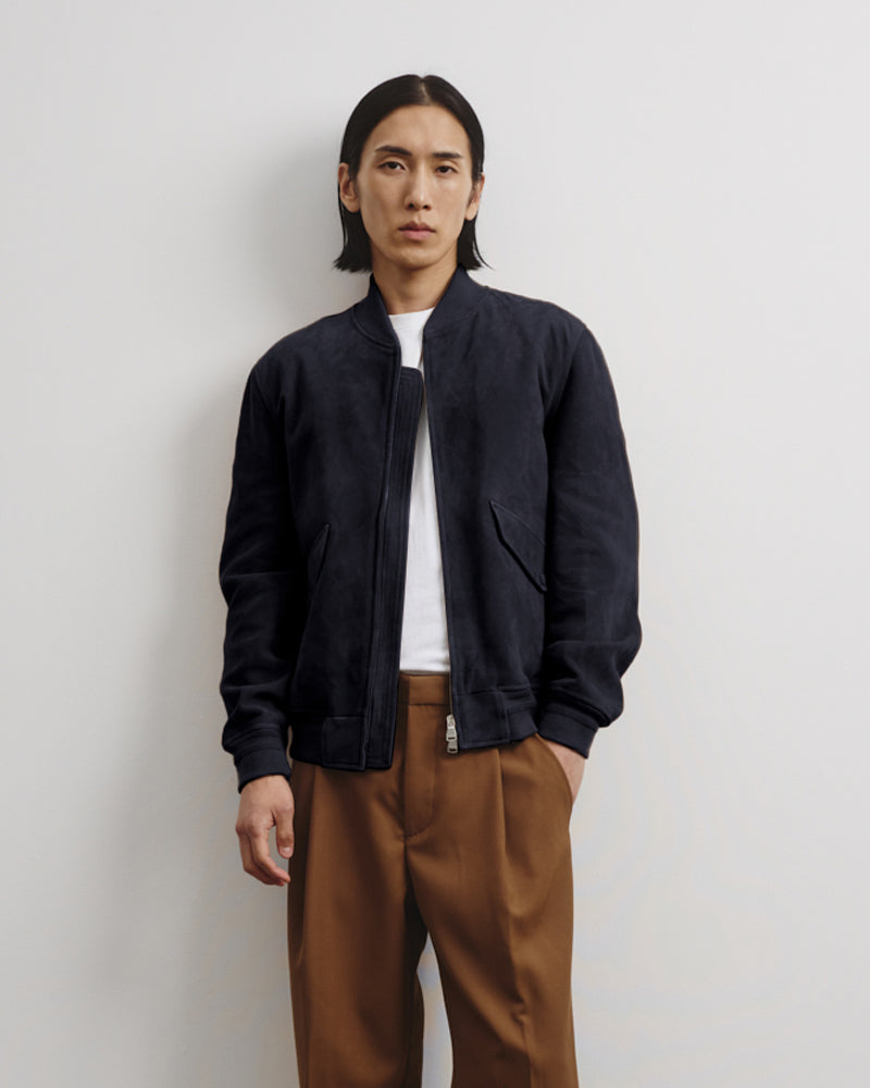 Giubbotto bomber Sergent in suede, sfoderato. Blu - Dark blue