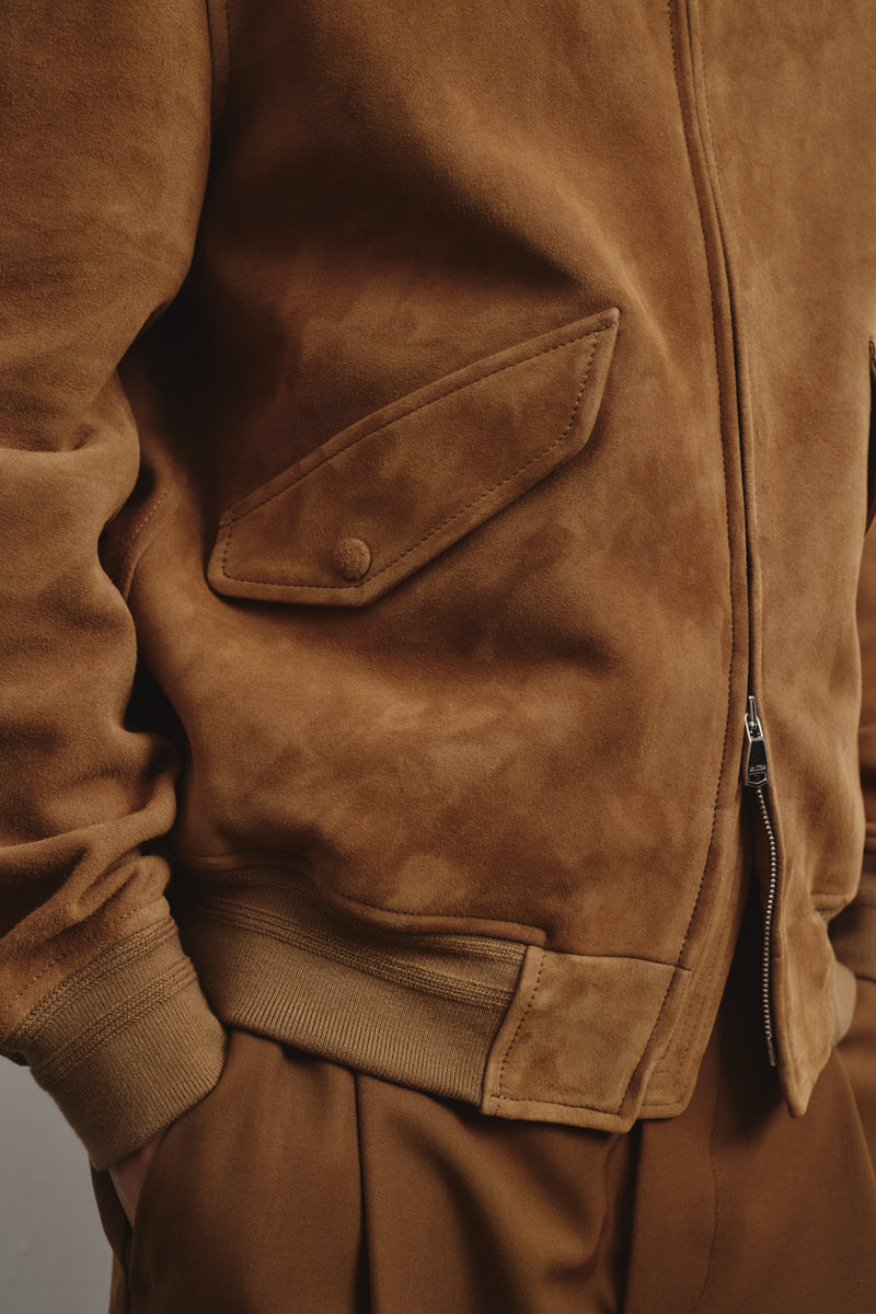 Giubbotto bomber Sergent in suede, sfoderato. Beige - Arachide