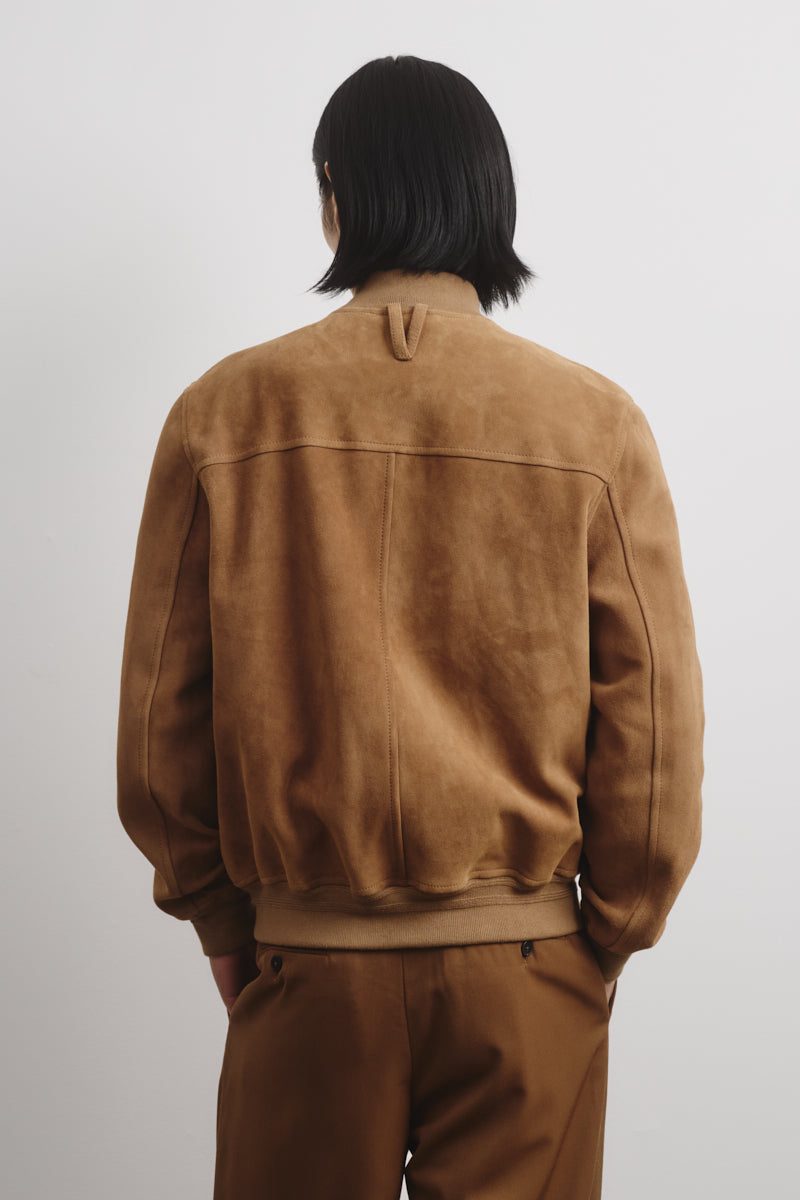 Giubbotto bomber Sergent in suede, sfoderato. Beige - Arachide