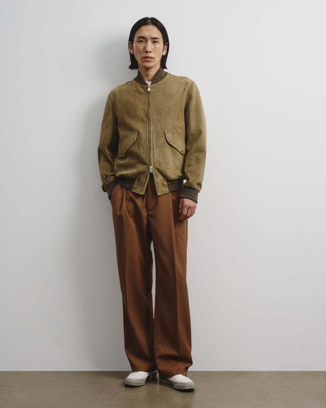 Giubbotto bomber Sergent in suede, sfoderato. Verde - Soldier